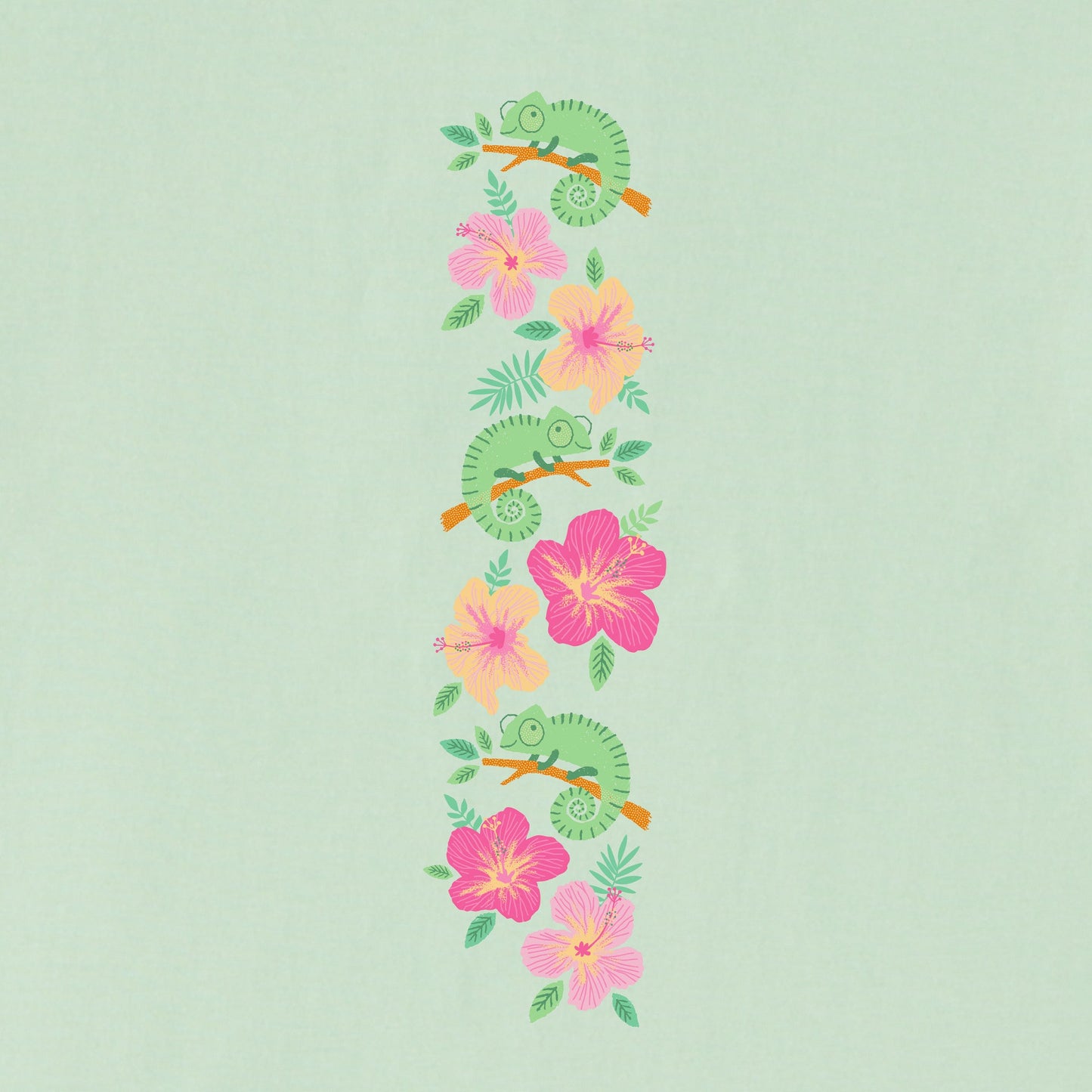 Kids Chameleon Hibiscus Long Sleeve Crusher Tee