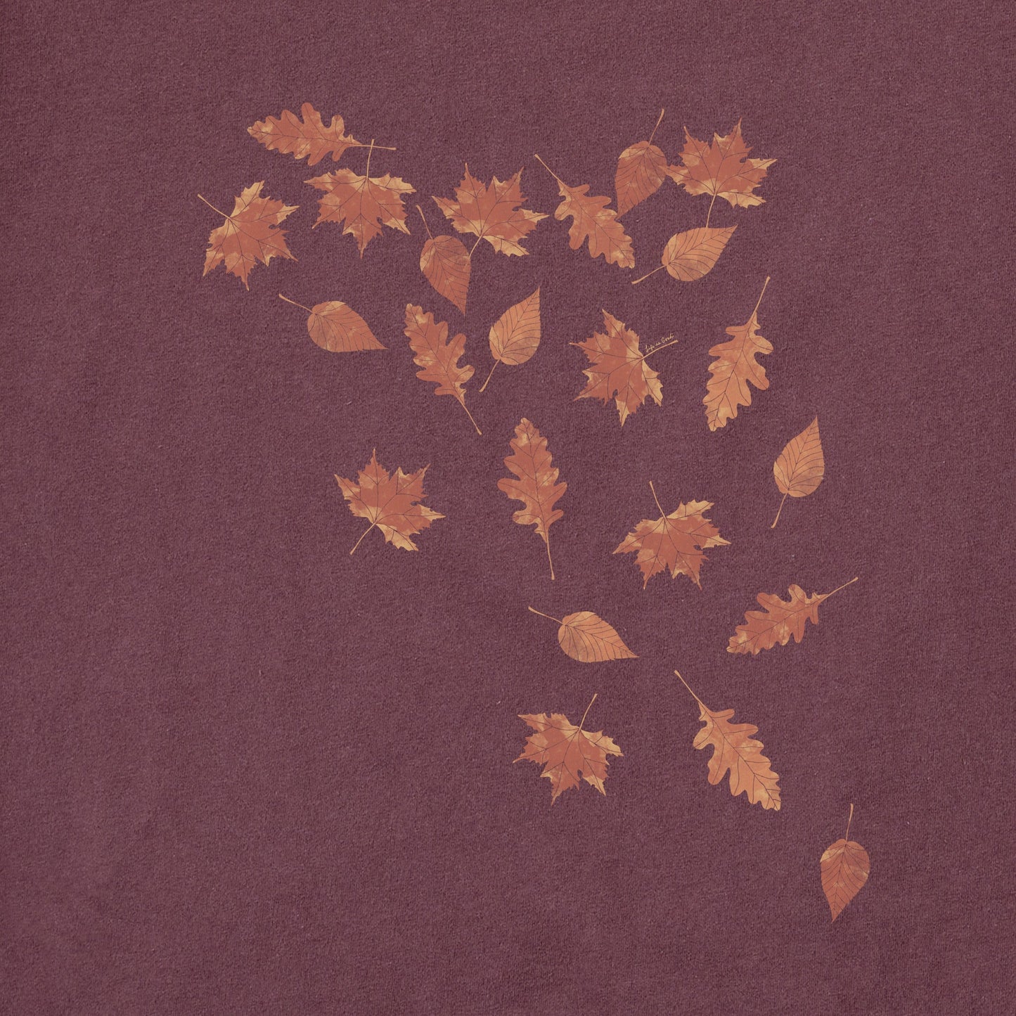 Women's Cascading Watercolor Leaves Long Sleeve Crusher Tee