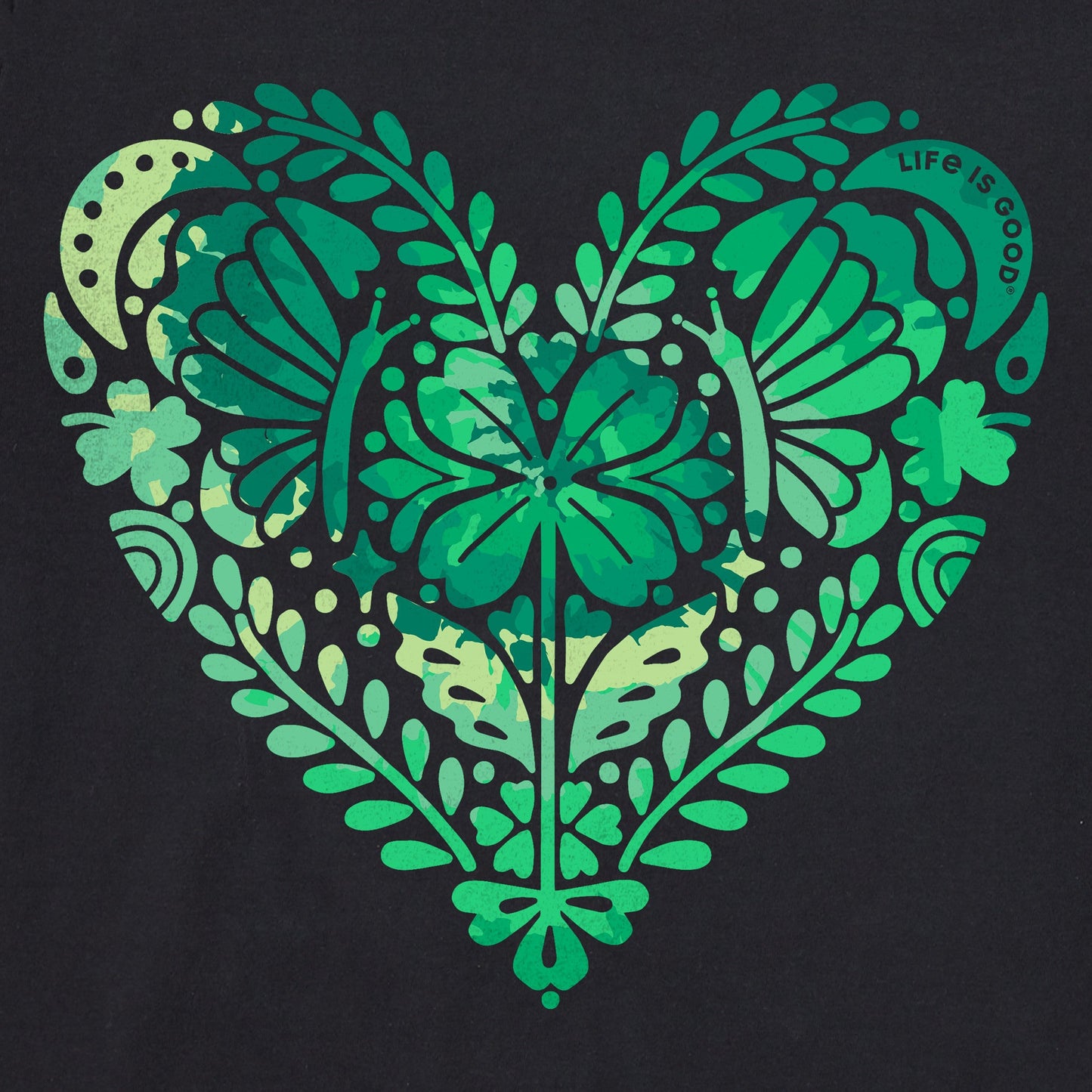 Women's Celtic Clover Heart Tie Dye Short Sleeve Vee