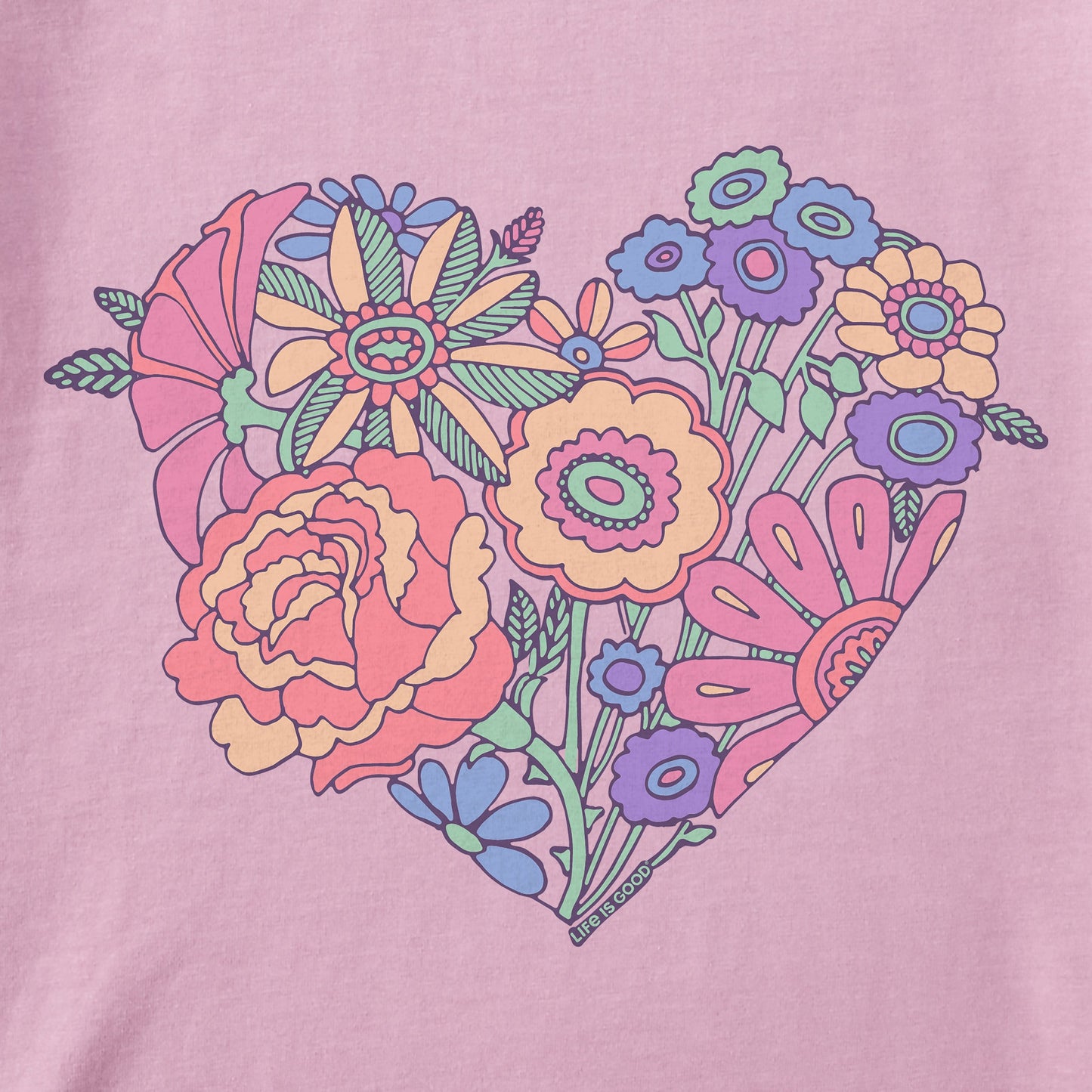 Women's Retro Flower Heart Short Sleeve Crusher Boxy Tee