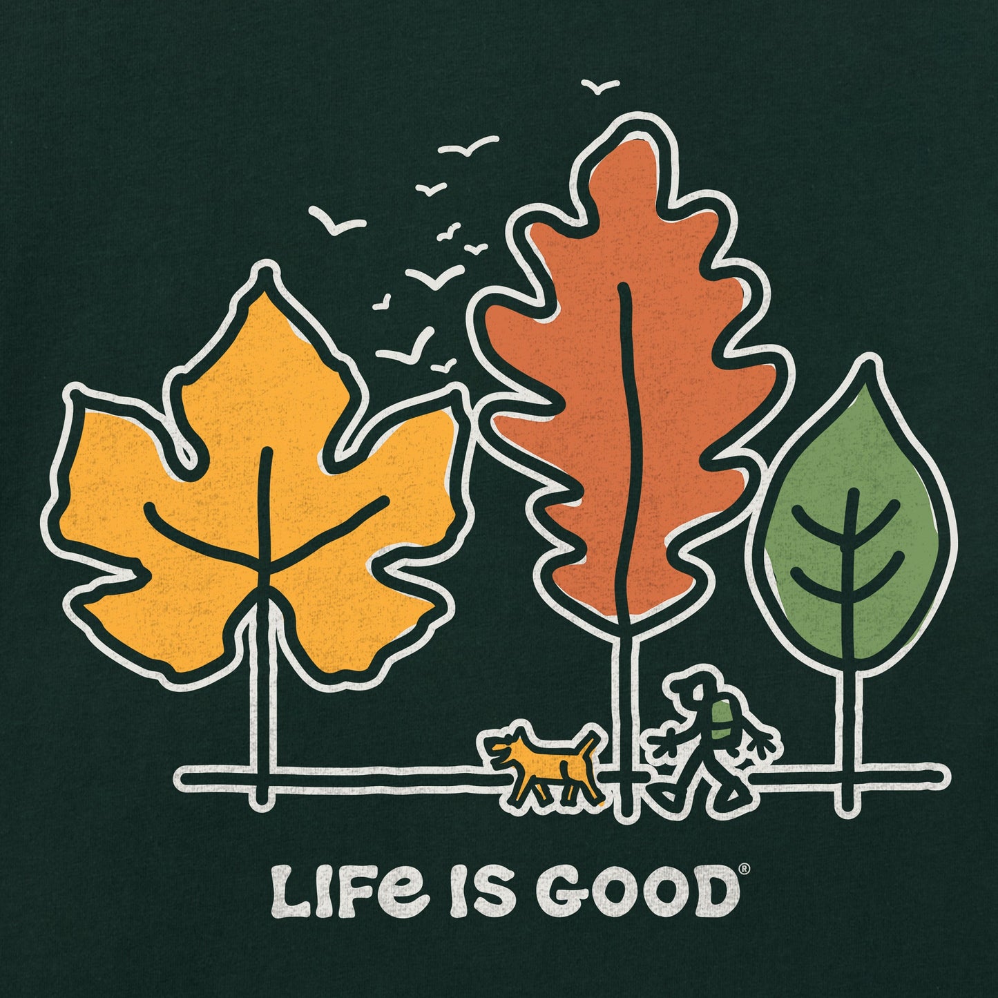 Men's Life is Good Fall Leaves Short Sleeve Crusher Tee