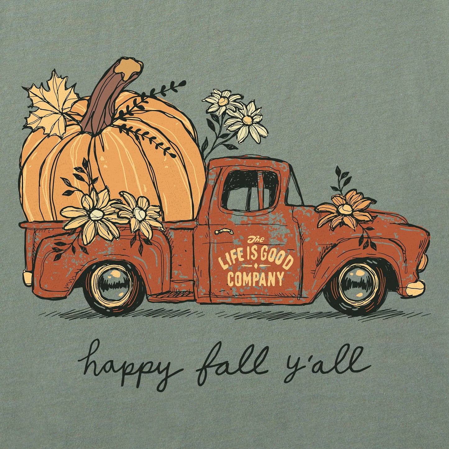 Women's Happy Fall Y'all Pickup Long Sleeve Crusher Tee