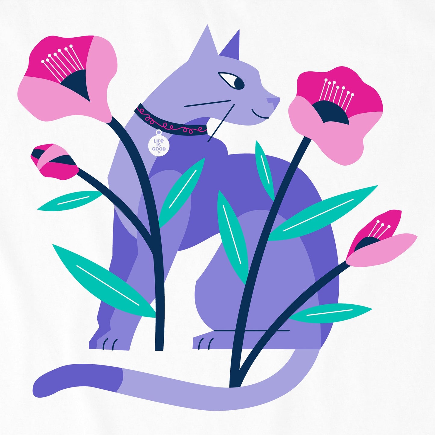 Kids Cat in the Flowers Short Sleeve Crusher Tee