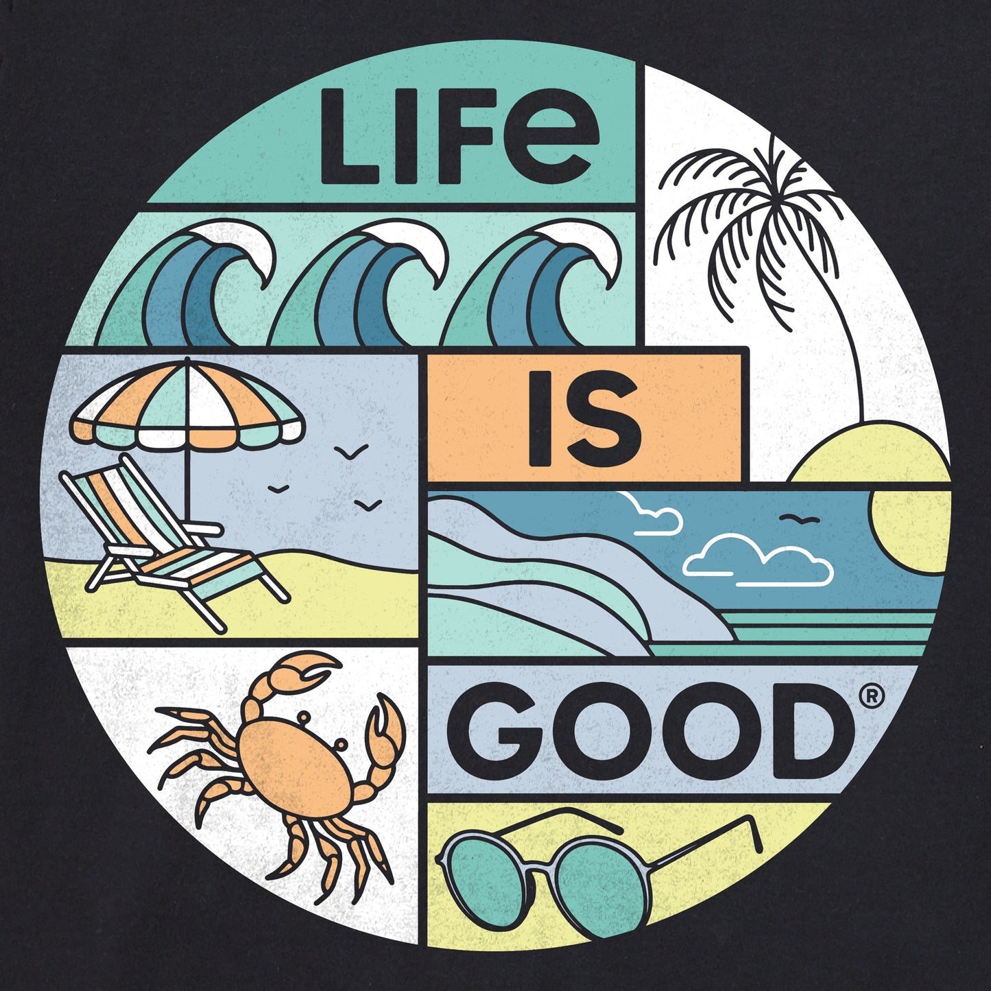 Men's Life is Good Beach Scenes Short Sleeve Tee