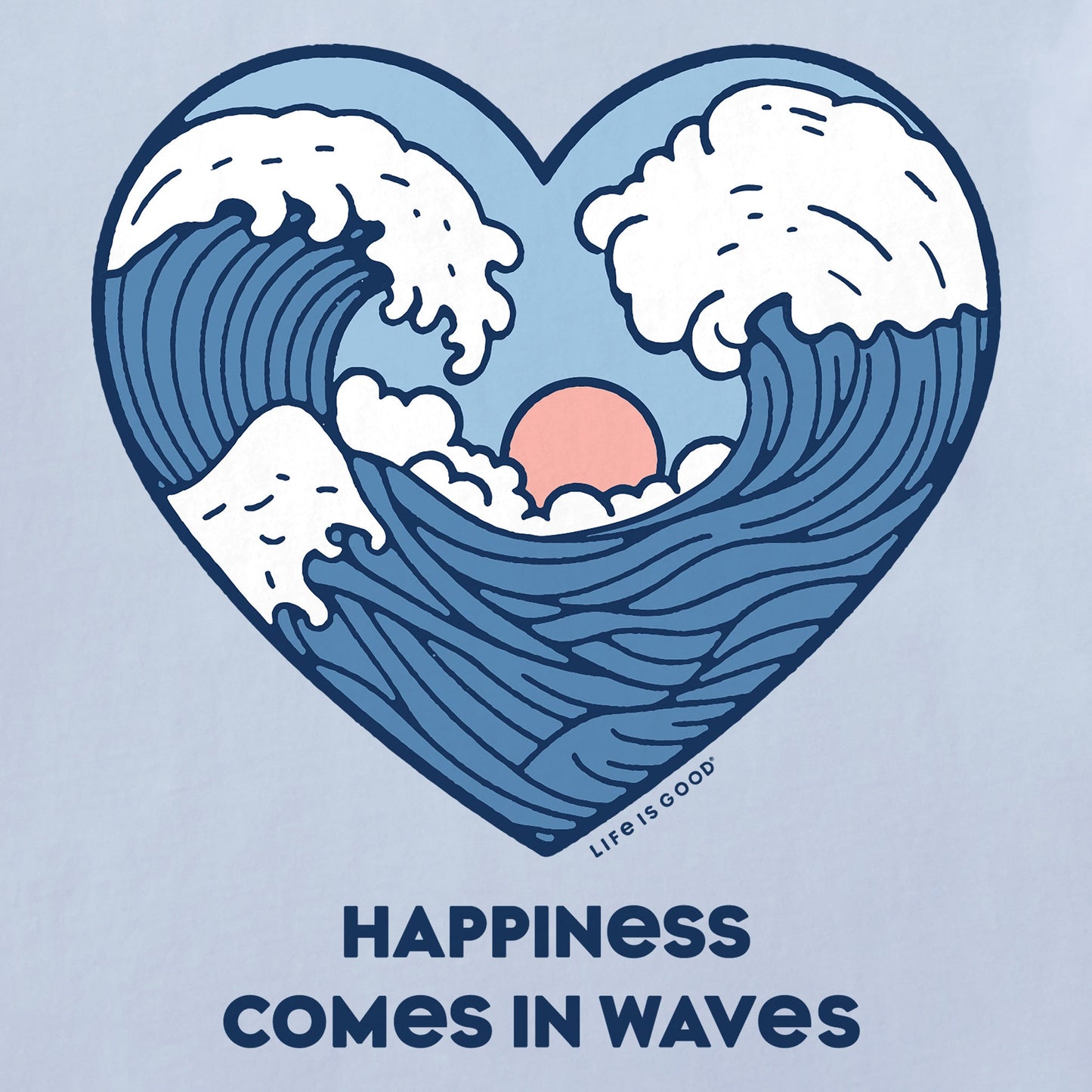 Women's Happiness Comes in Waves Heart Short Sleeve Crusher Boxy Tee
