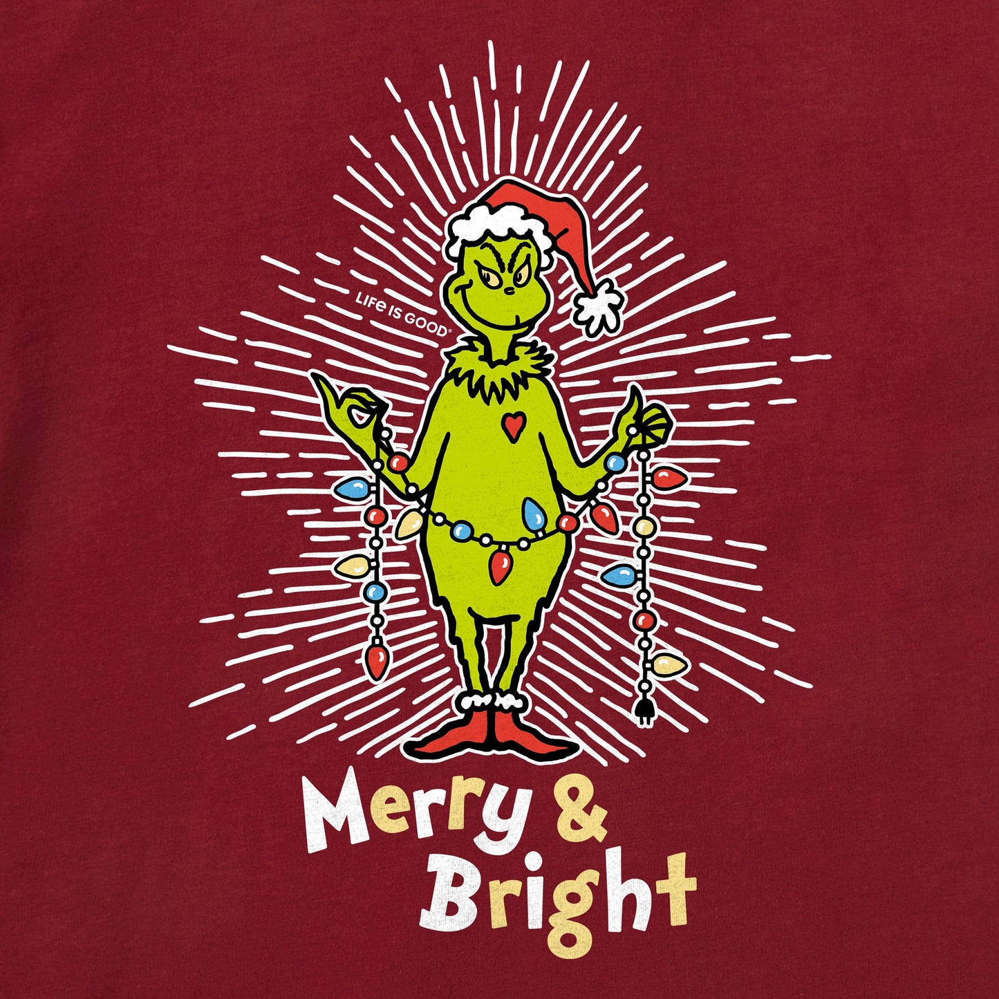 Kids Grinch Merry and Bright Long Sleeve Crusher Tee