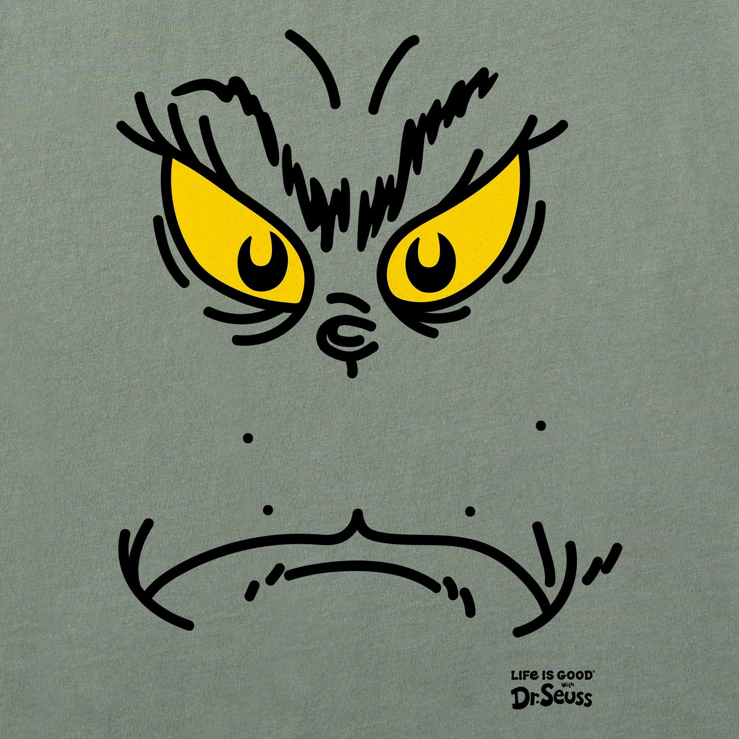 Men's Grinchy Face Long Sleeve Crusher Tee