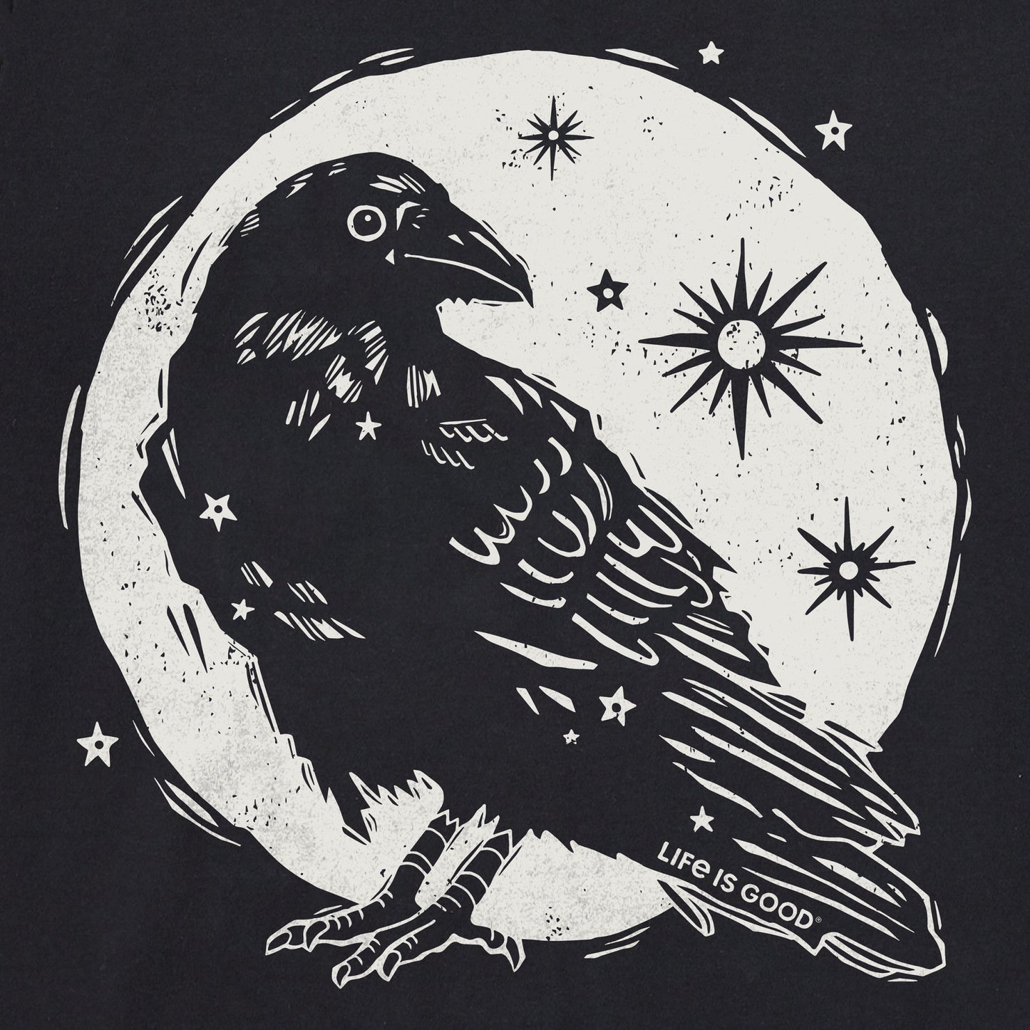 Men's Moonlit Crow Long Sleeve Crusher Tee