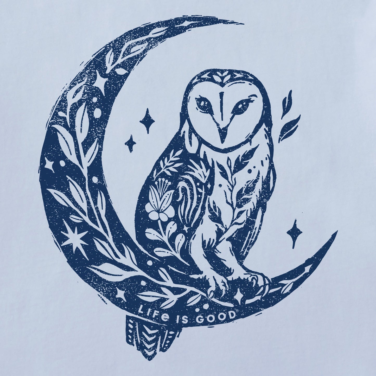 Women's Floral Owl on Moon Long Sleeve Crusher Tee