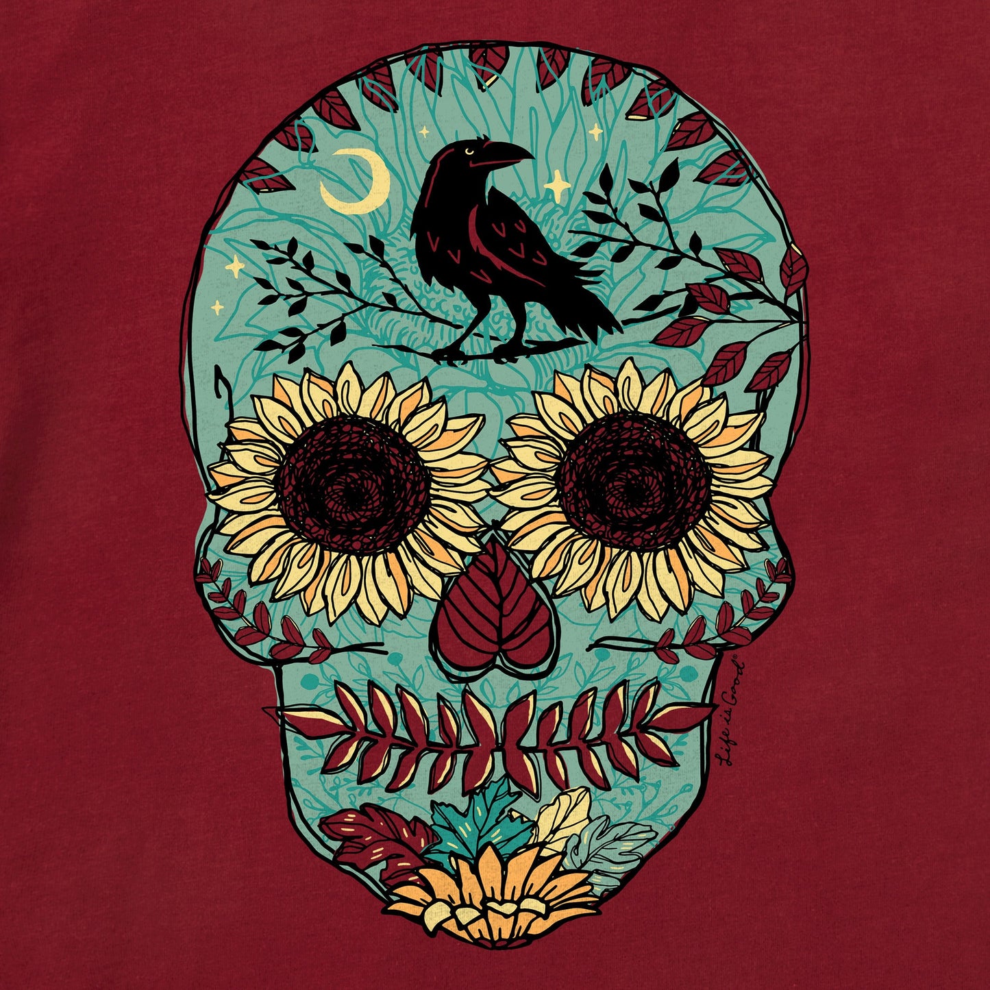 Women's Sunflower Skull Short Sleeve Crusher Tee
