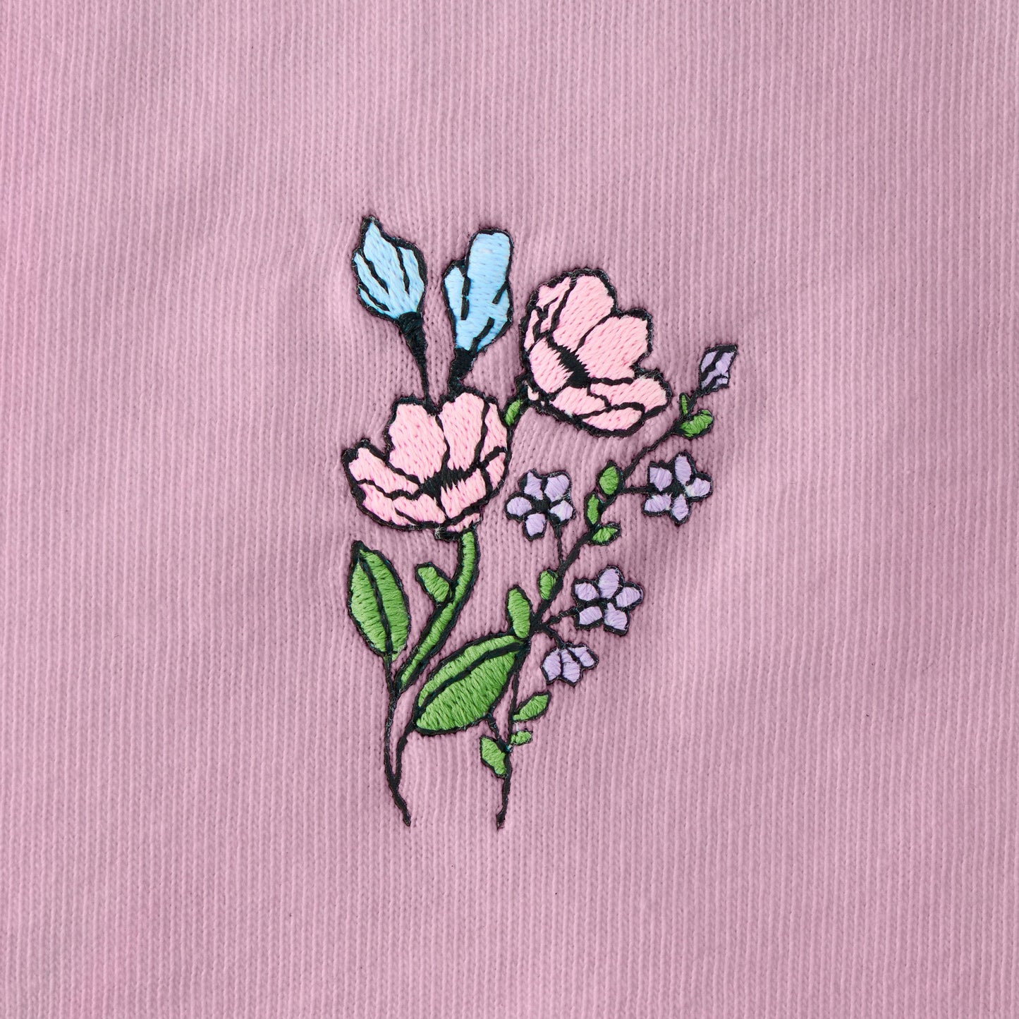 Women's Embroidered Wildflower Bouquet Short Sleeve Crusher Tee