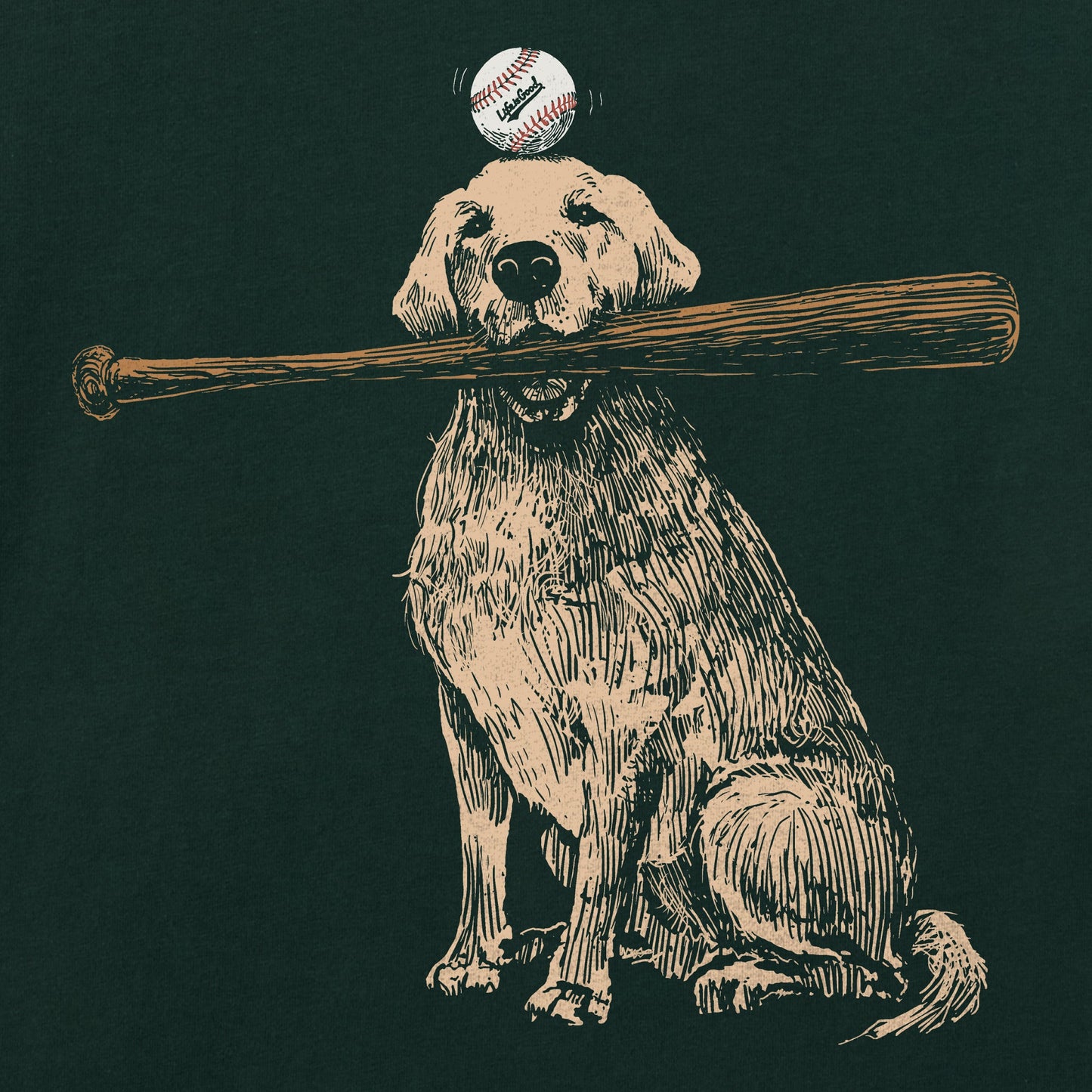 Men's Dog with Bat and Ball Short Sleeve Tee