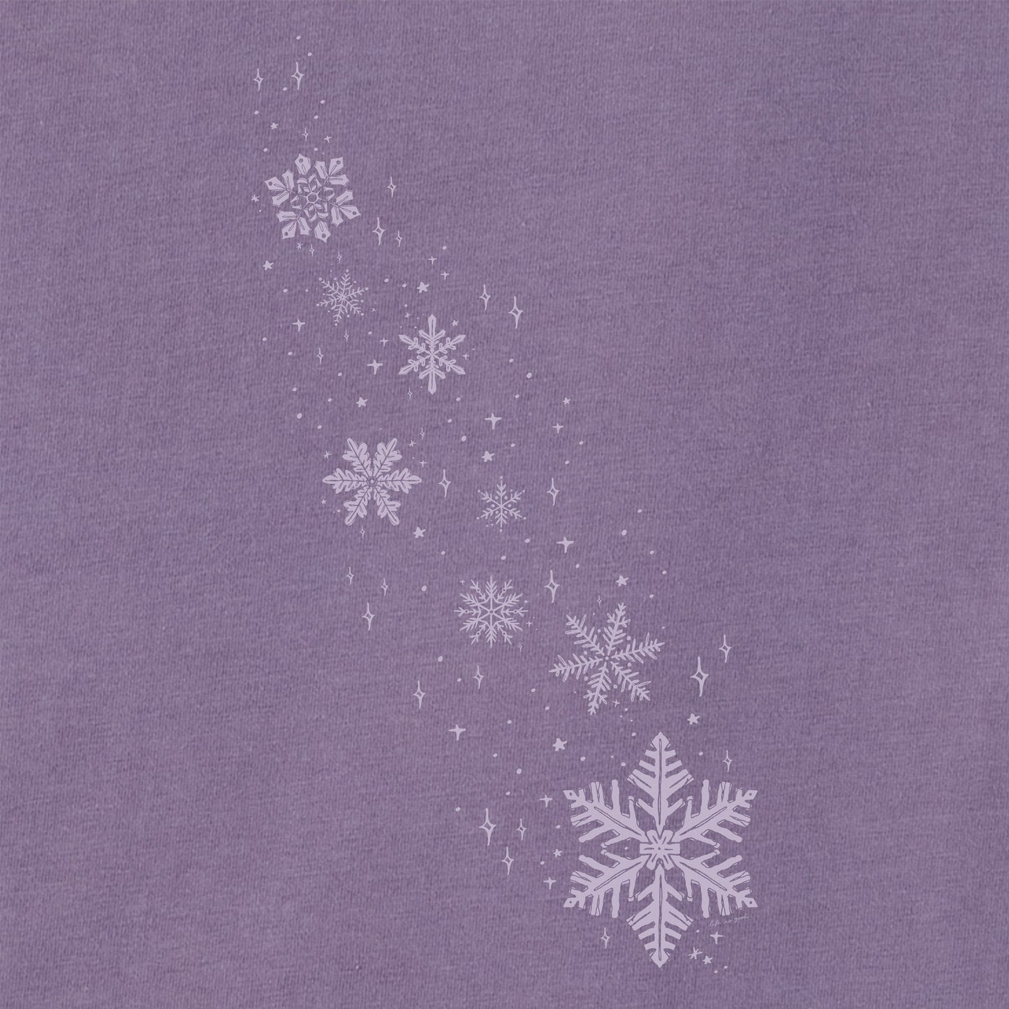 Women's Sketchy Floating Snowflakes Long Sleeve Crusher Tee