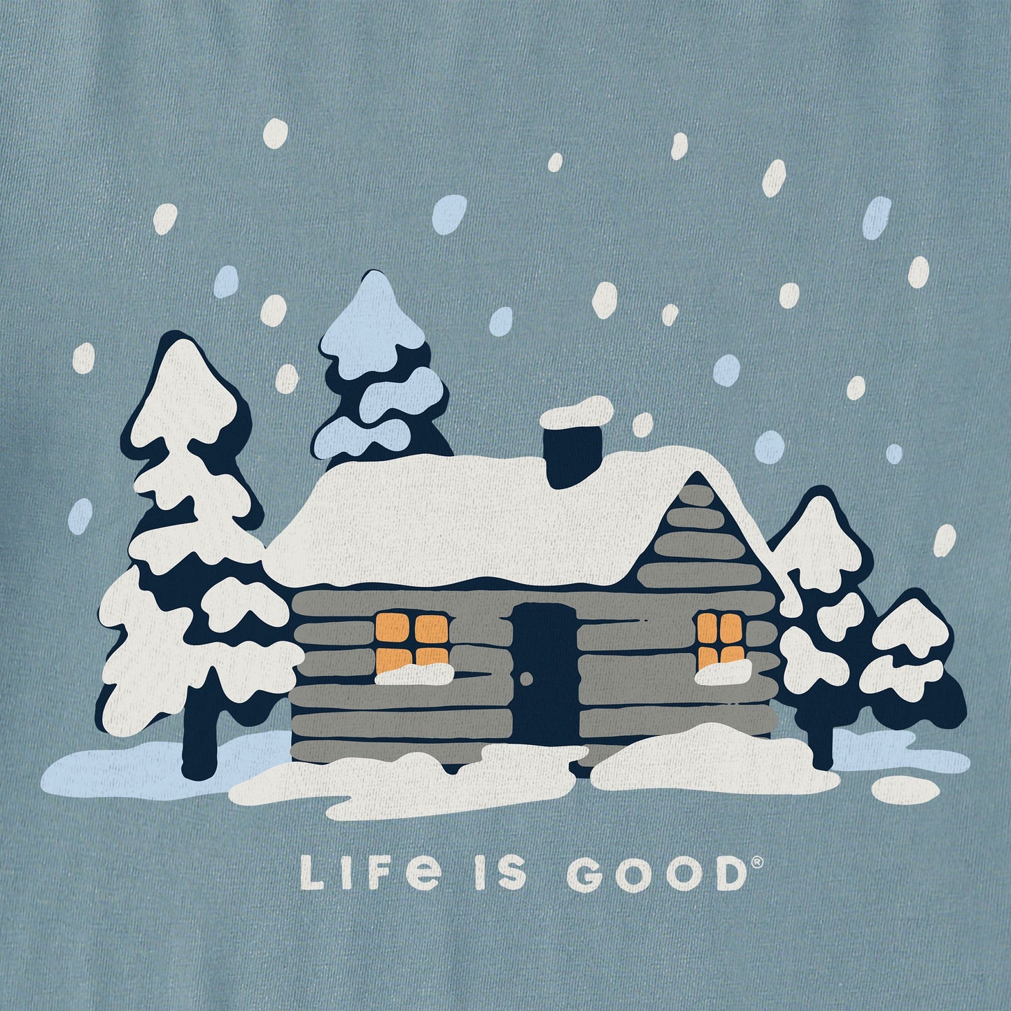 Men's Snowy Cabin in the Woods Long Sleeve Crusher Tee