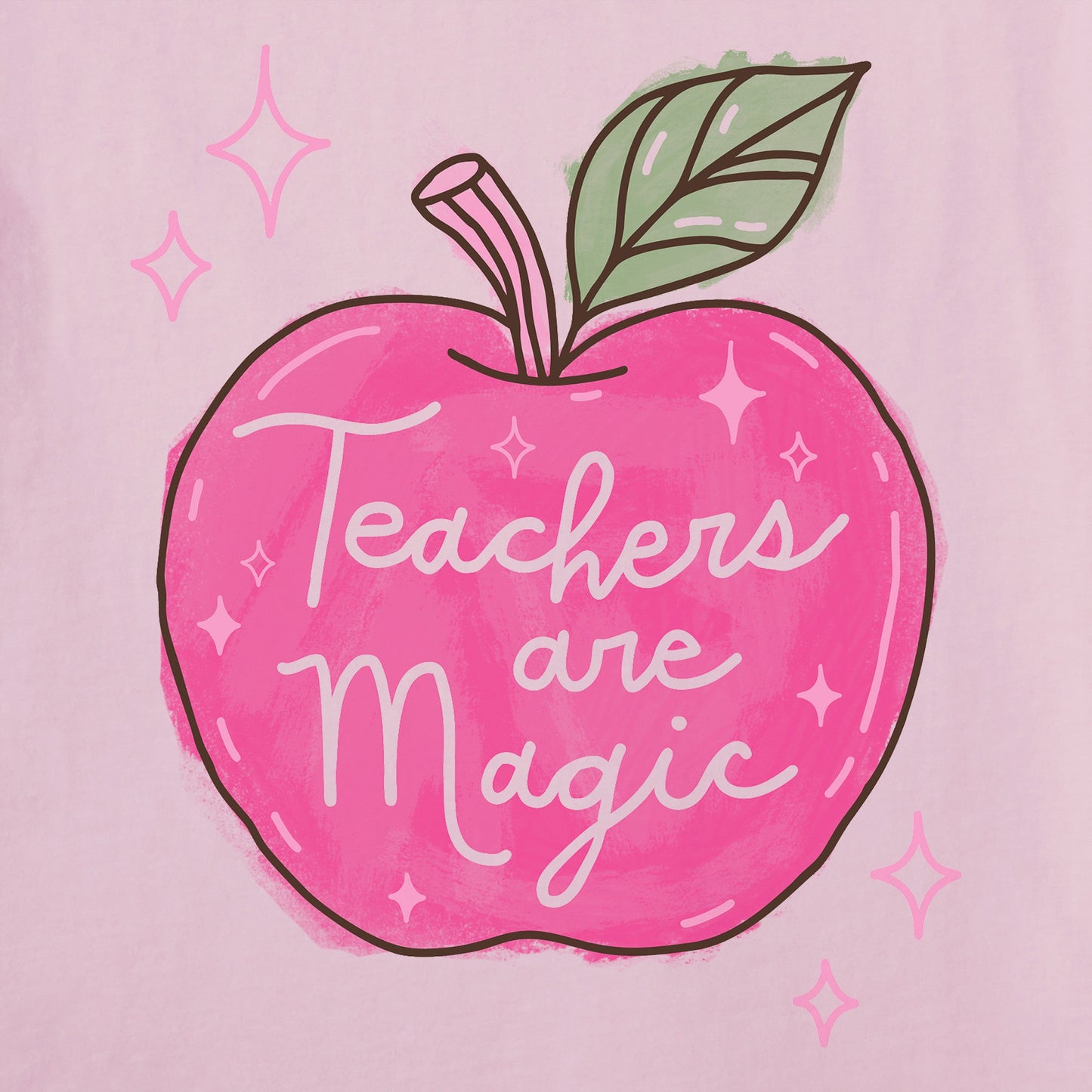 Women's Teachers are Magic Apple Short Sleeve Vee