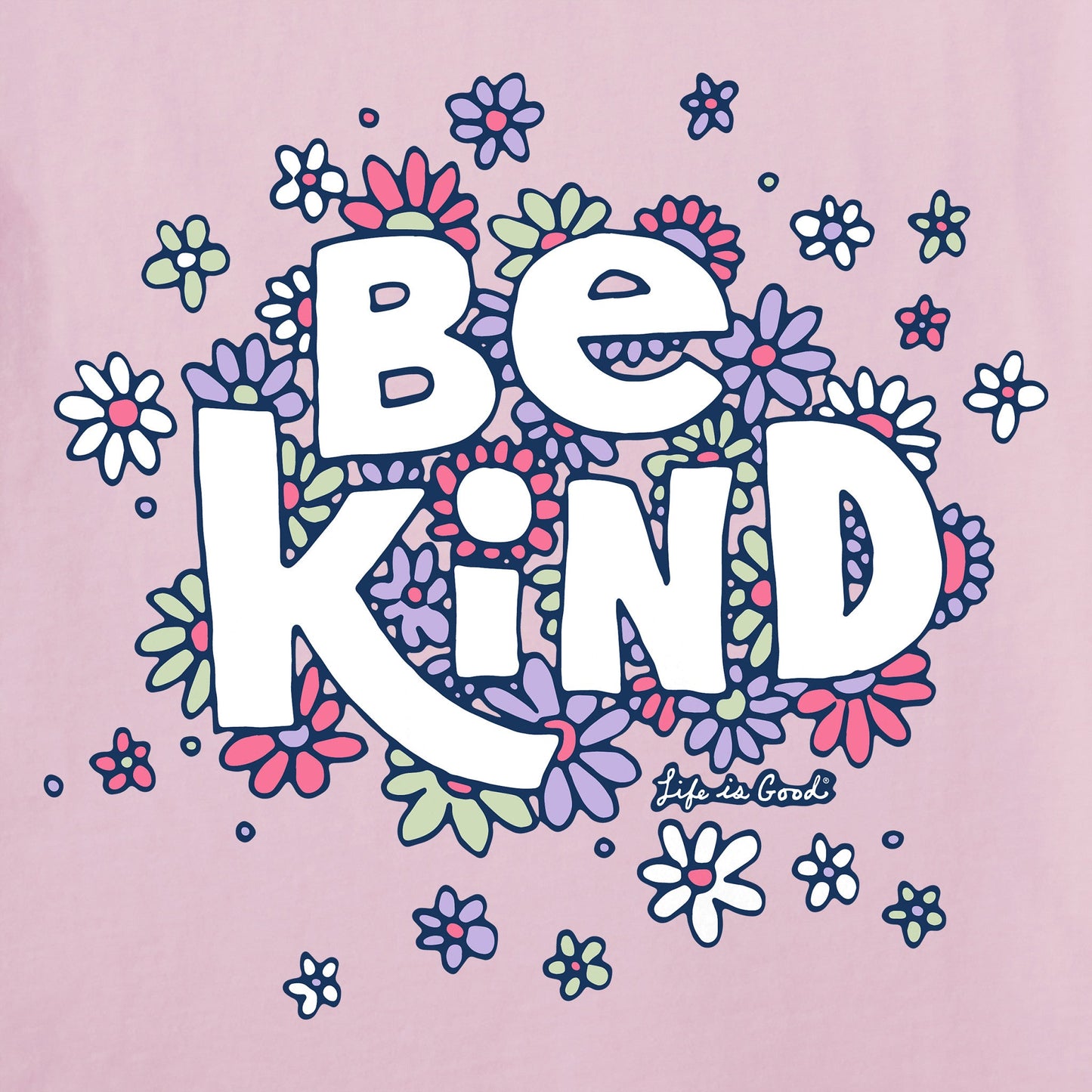 Women's Be Kind Flower Lines Short Sleeve Vee