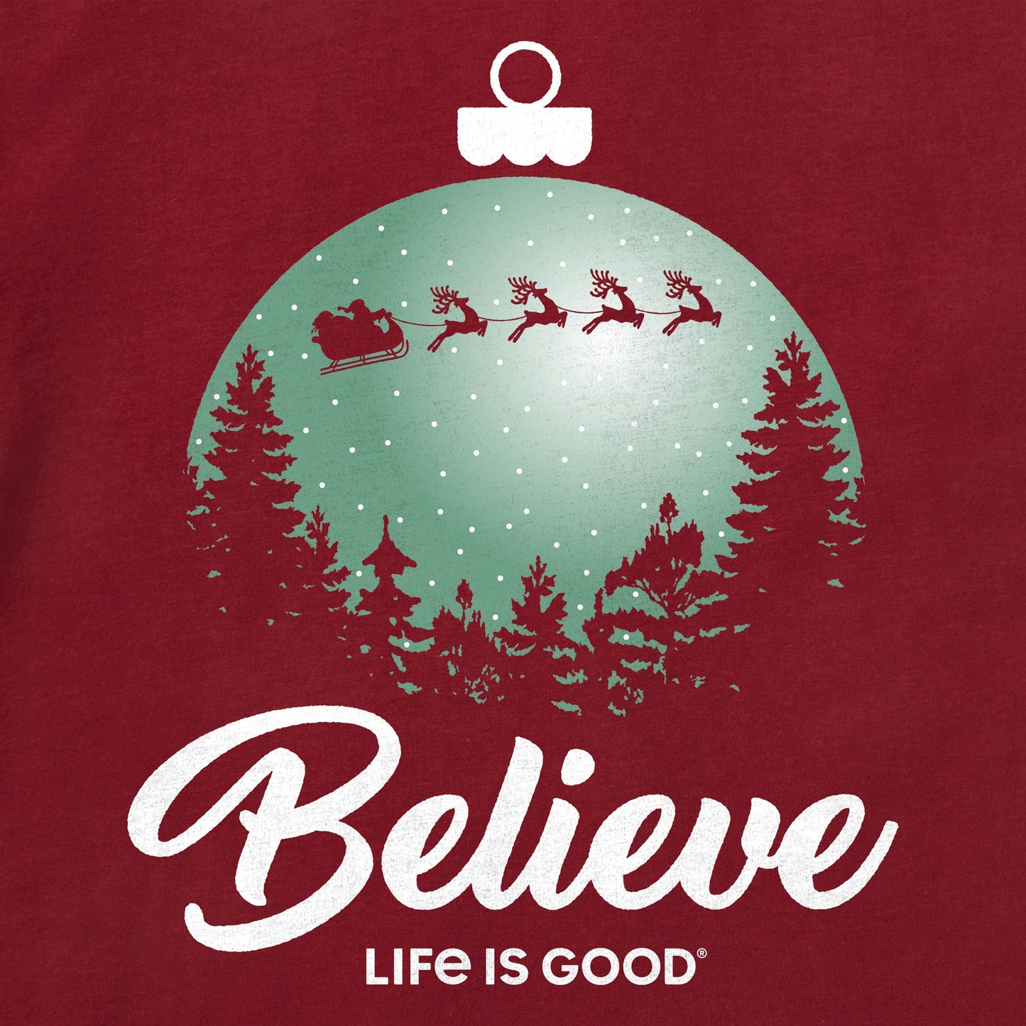 Women's Believe Santa Sleigh Long Sleeve Crusher Tee