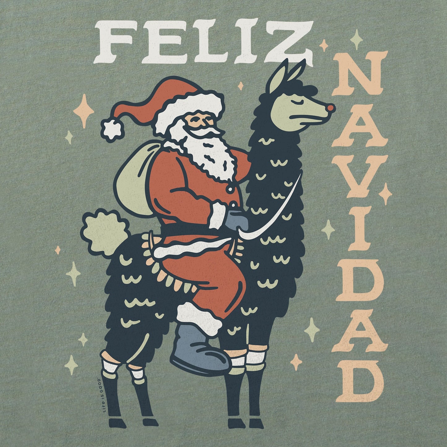Men's Feliz Navidad Llama Long Sleeve Crusher Tee