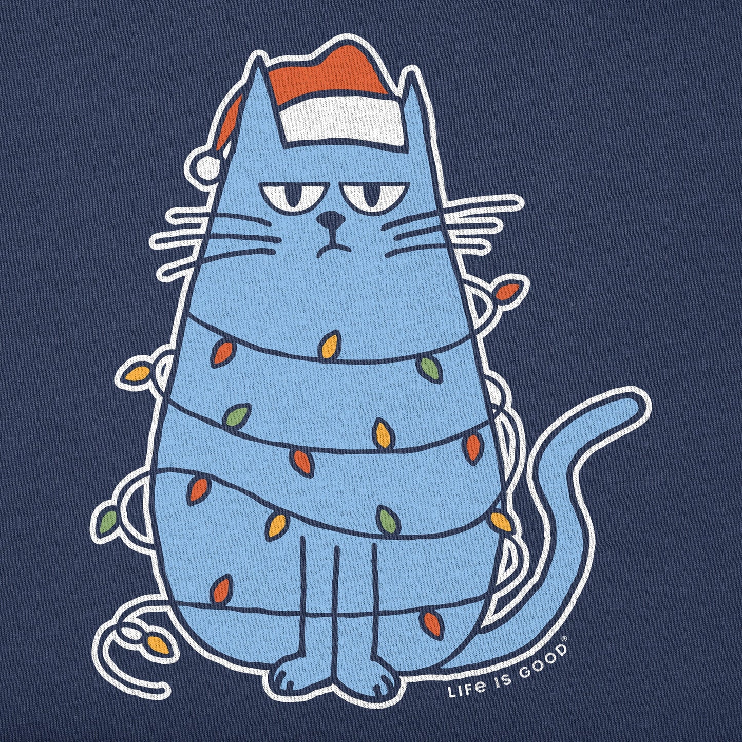 Men's Bored Christmas Cat Long Sleeve Crusher Tee