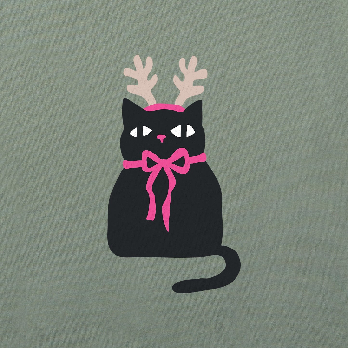 Women's Reindeer Cat Long Sleeve Crusher Tee
