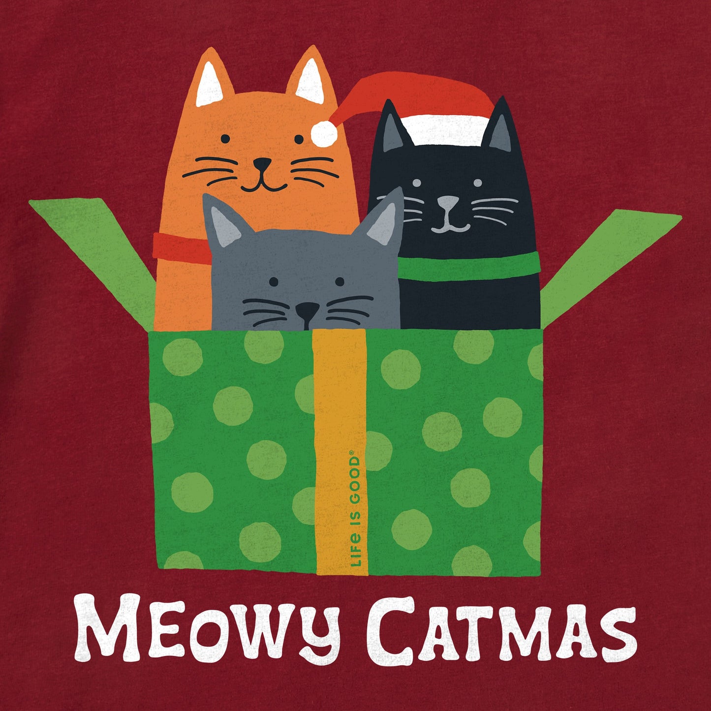 Kids Meowy Catmas Present Long Sleeve Crusher Tee