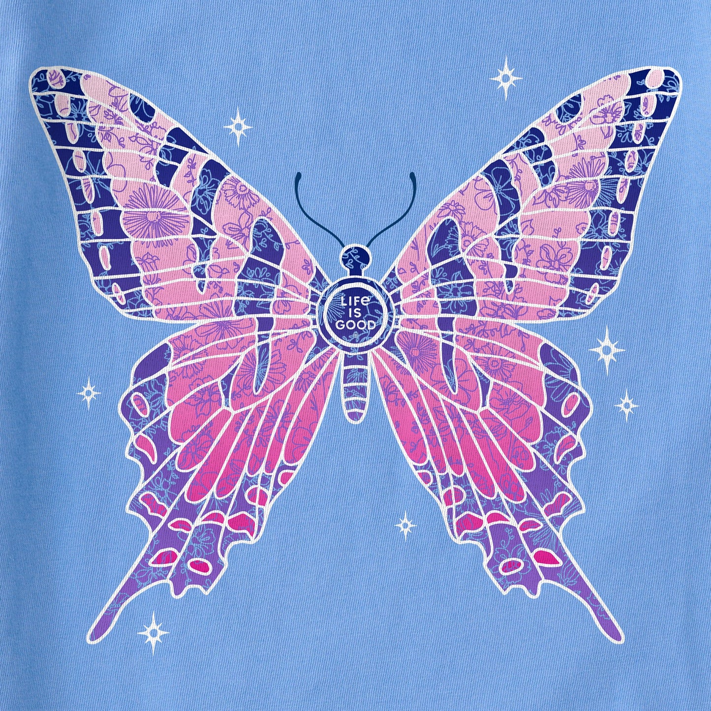 Kids Sparkling Butterfly Short Sleeve Crusher Tee