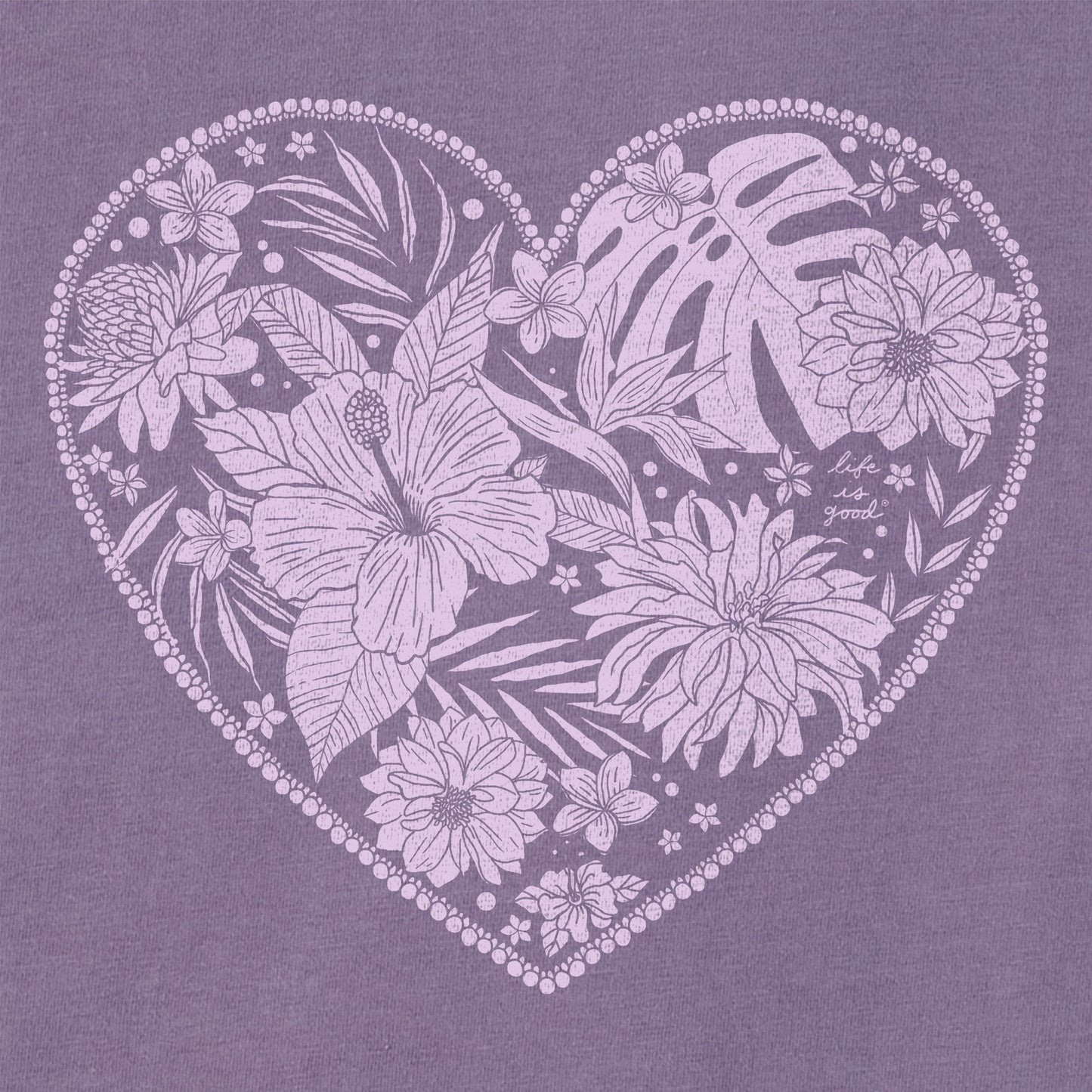 Women's Flowers within Heart Short Sleeve Crusher Tee