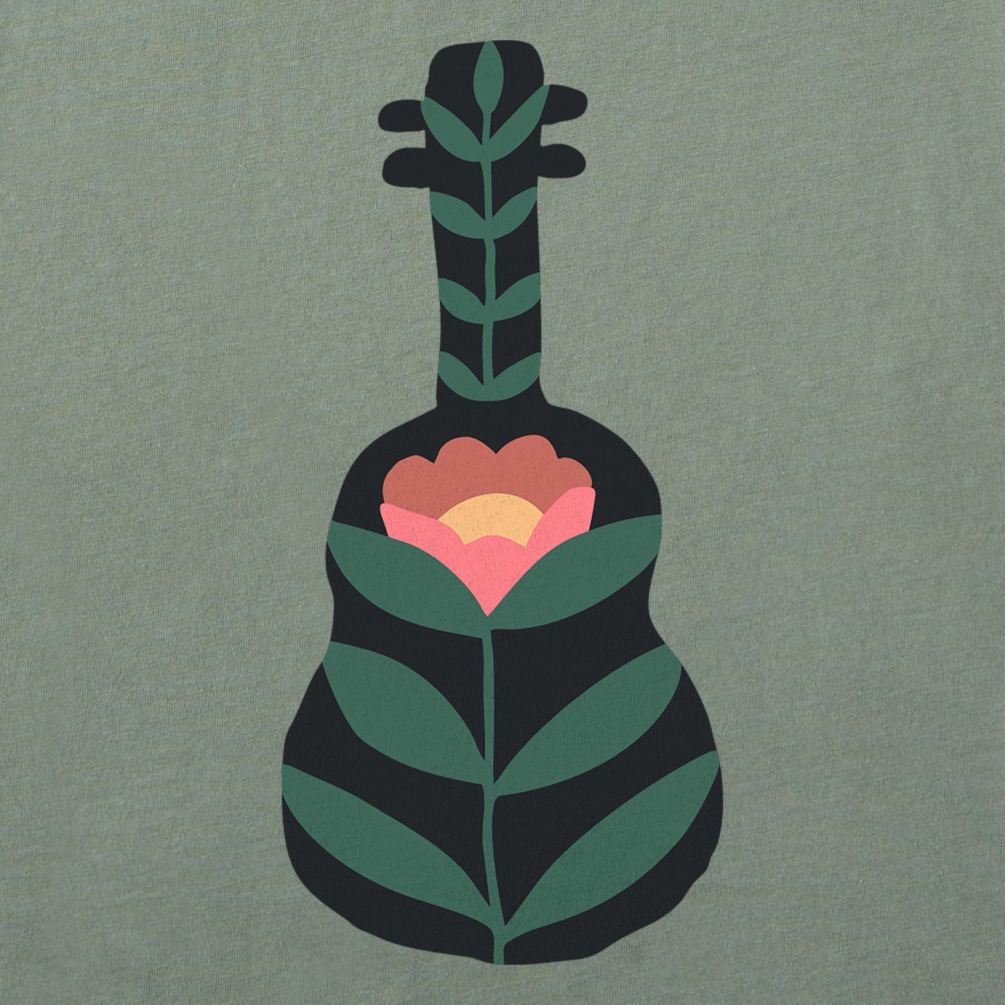 Women's Western Flower Guitar Short Sleeve Crusher Boxy Tee