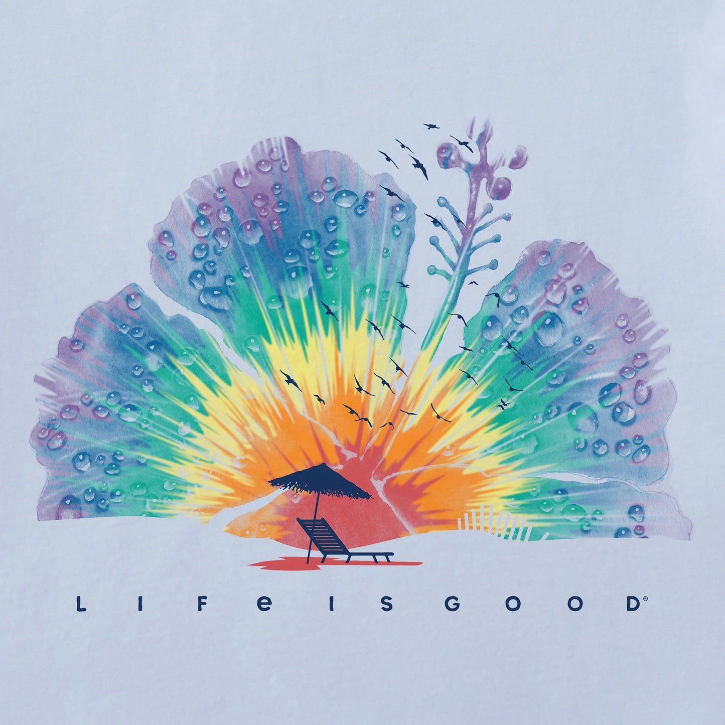 Women's Tie Dye Hibiscus beach Short Sleeve Vee