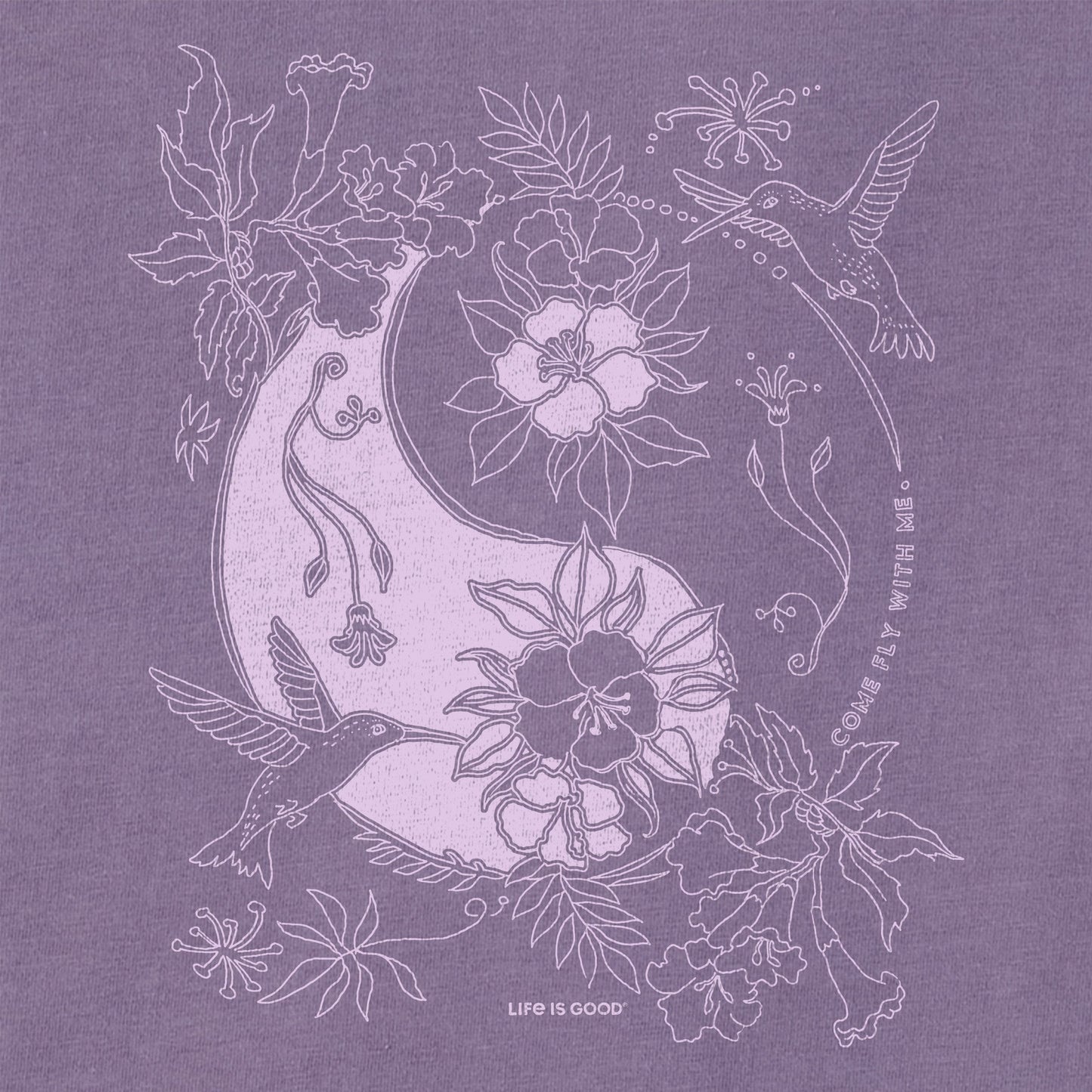 Women's Yin Yang Hummingbirds Short Sleeve Crusher Boxy Tee