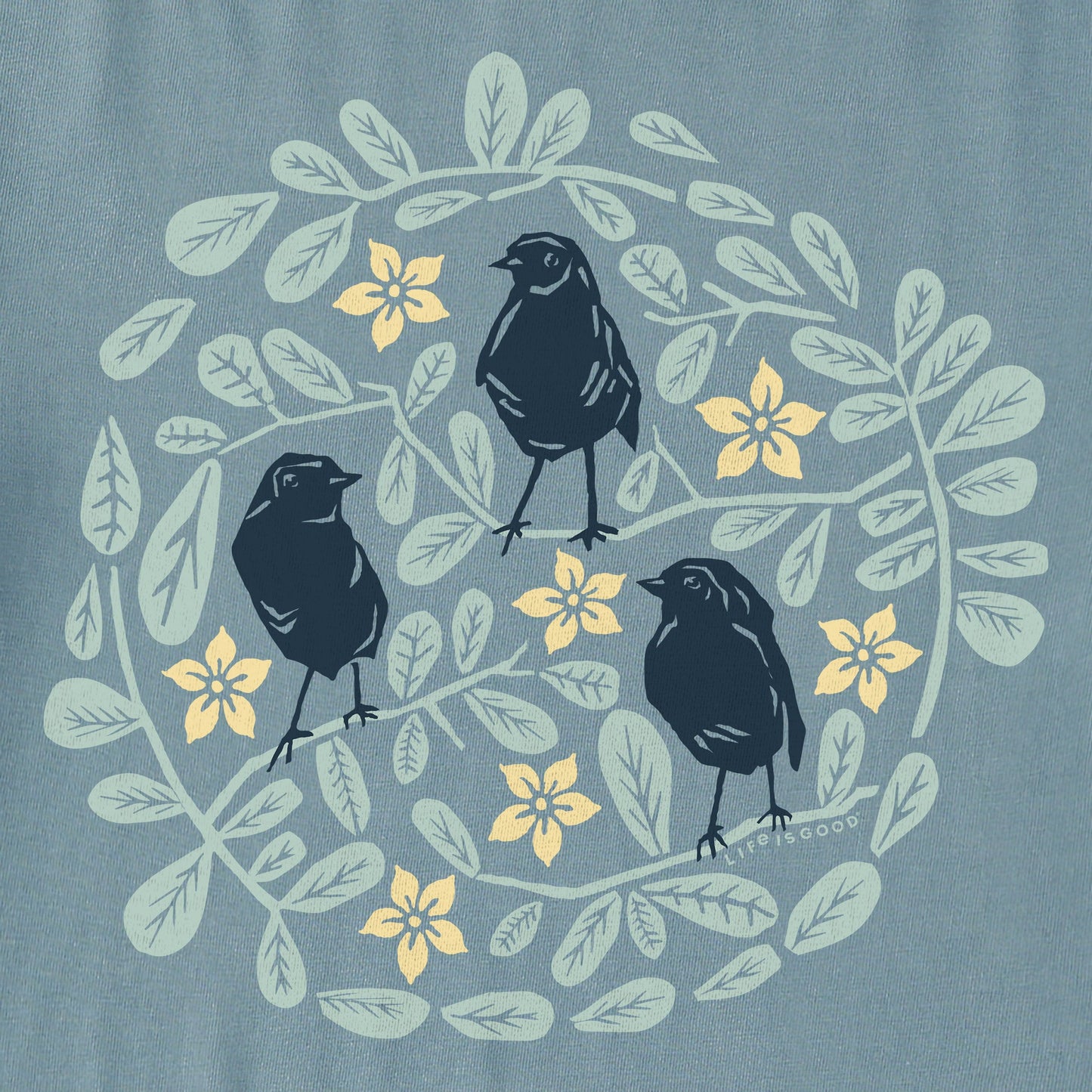 Women's Woodcut Bird Bush Short Sleeve Crusher Tee