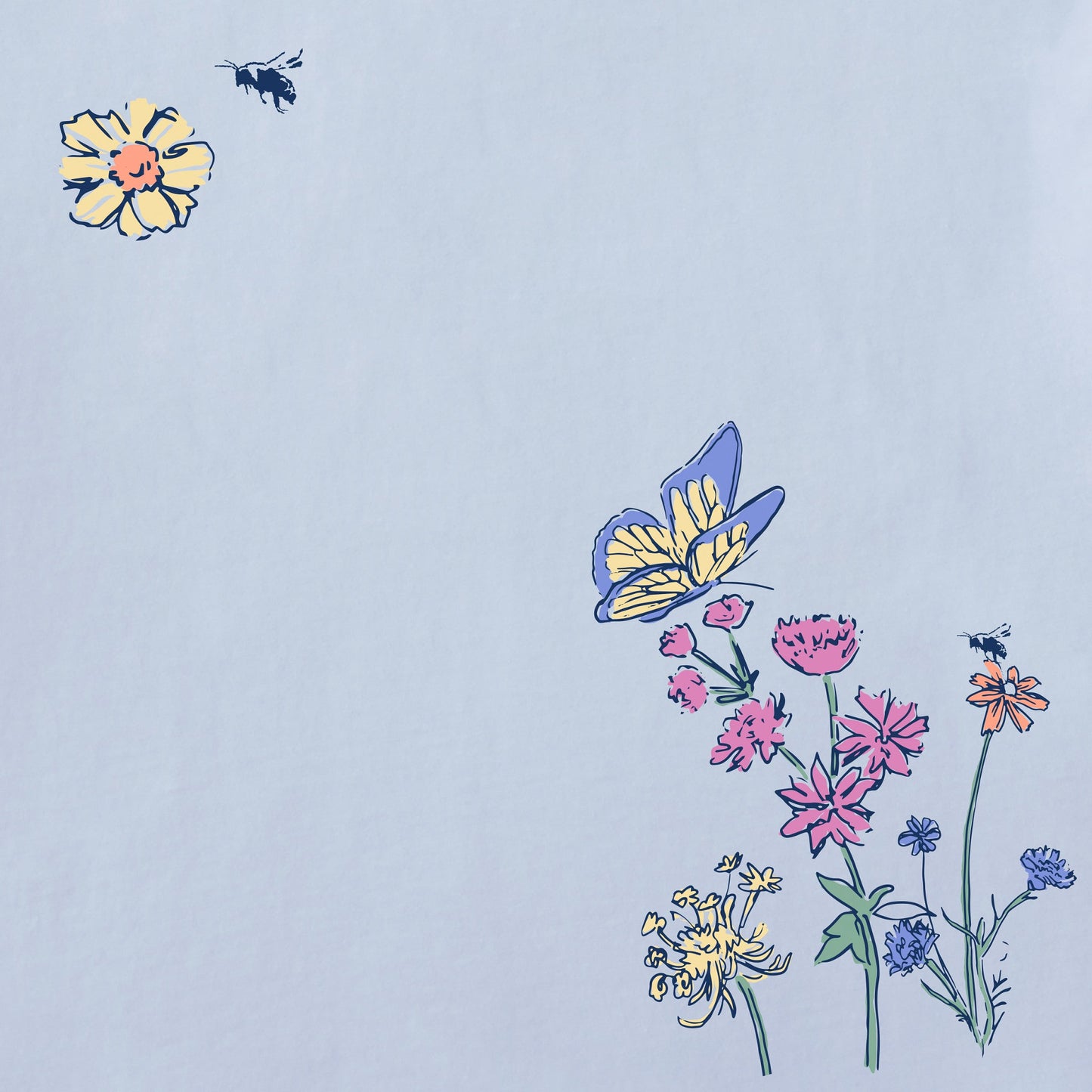 Women's Wildflower Butterfly Garden Short Sleeve Crusher Tee