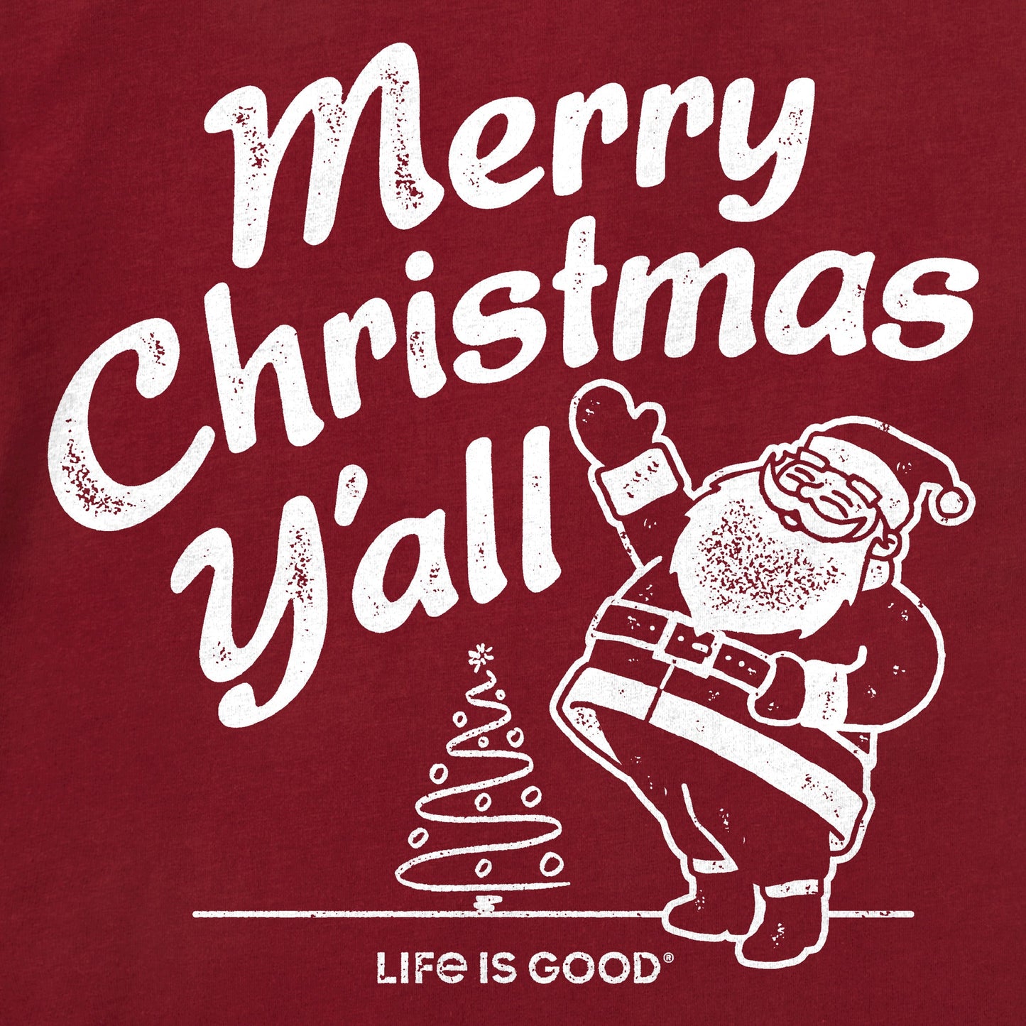 Kids Santa Merry Christmas Y'all Long Sleeve Crusher Tee