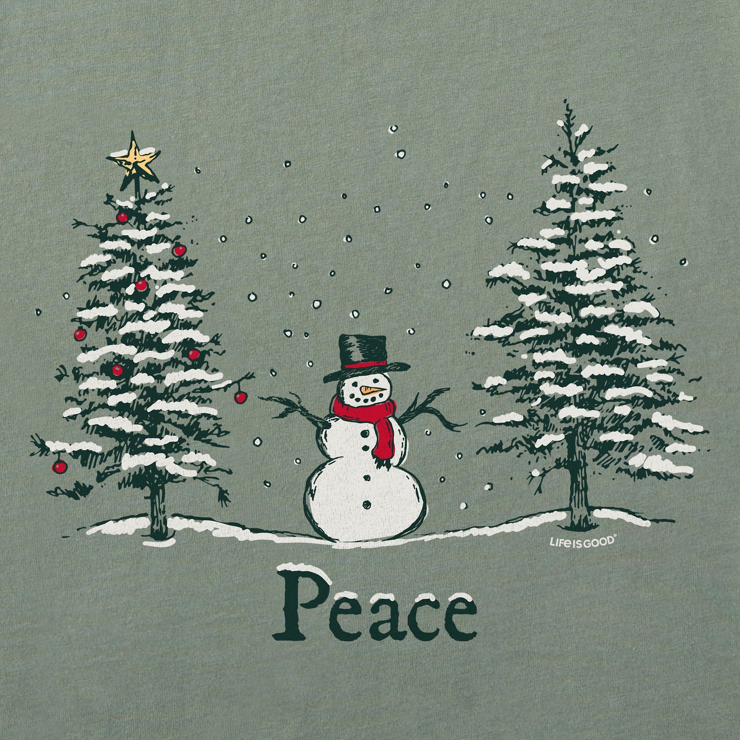 Men's Peace Trees Snowman Short Sleeve Crusher Tee