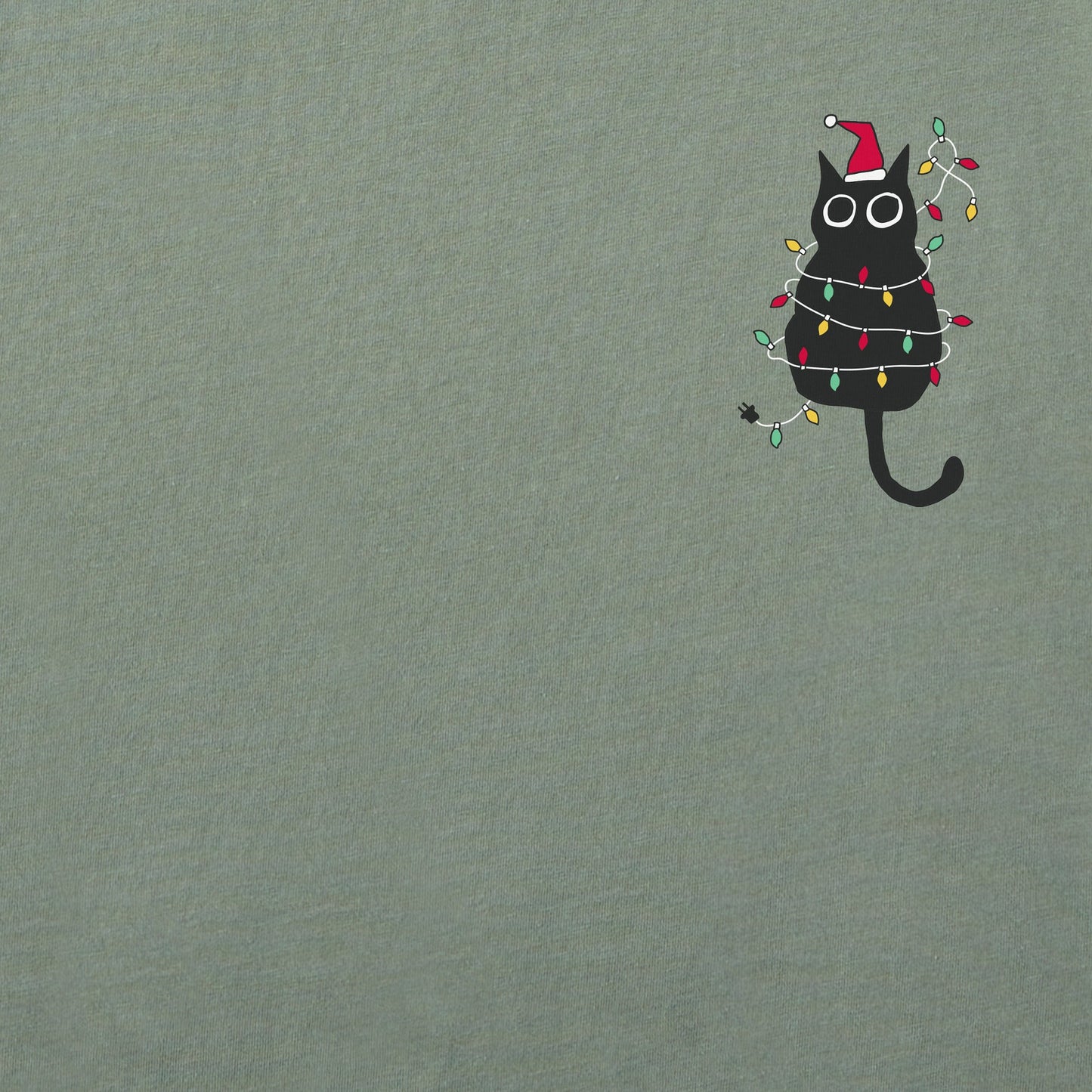 Men's Mini Black Cat Xmas Lights Short Sleeve Crusher Tee