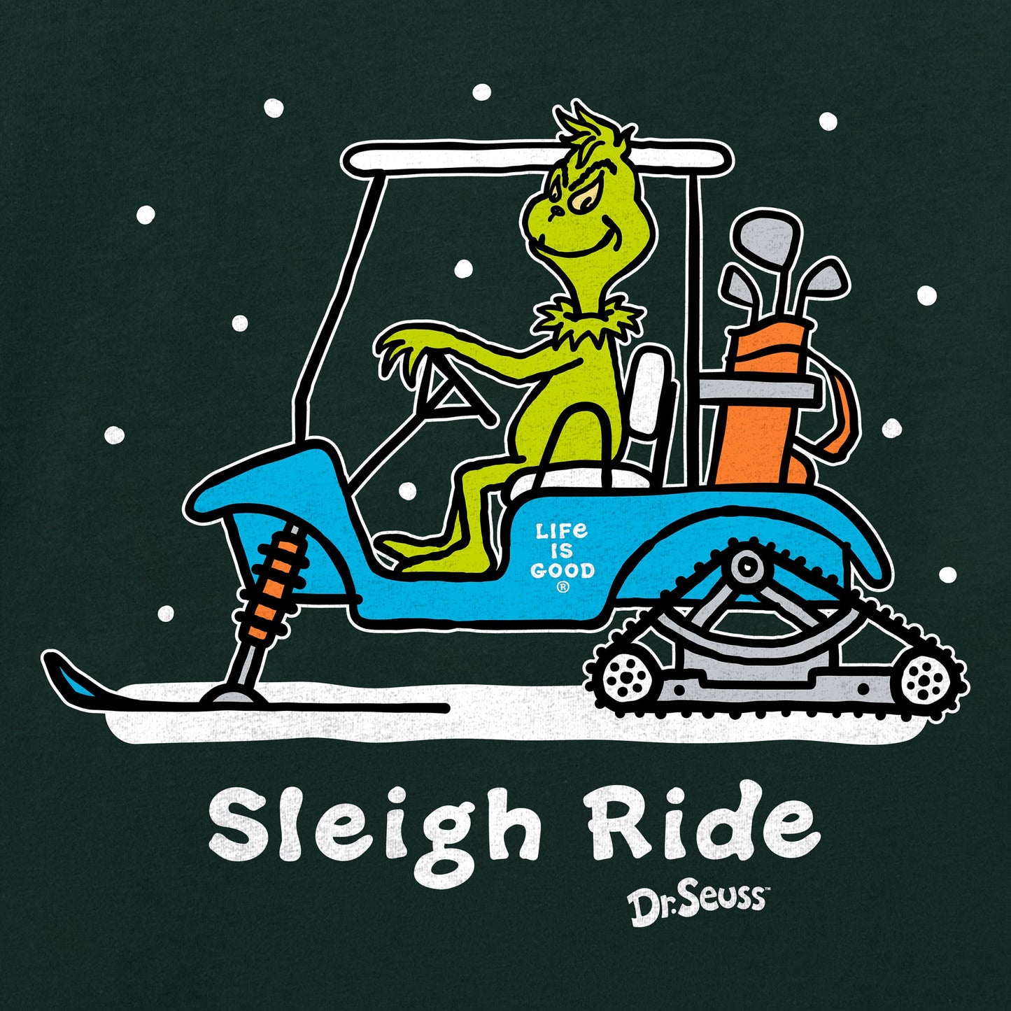 Men's Grinch Snowy Golf Cart Short Sleeve Crusher Tee