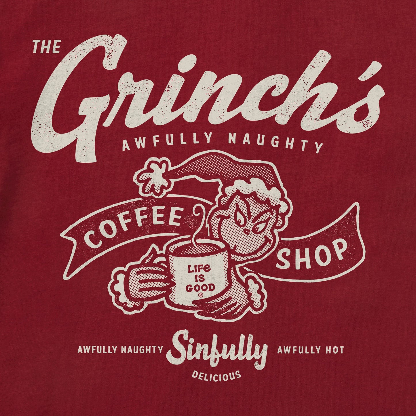 Men's Grinch Coffee Shop Long Sleeve Crusher Tee