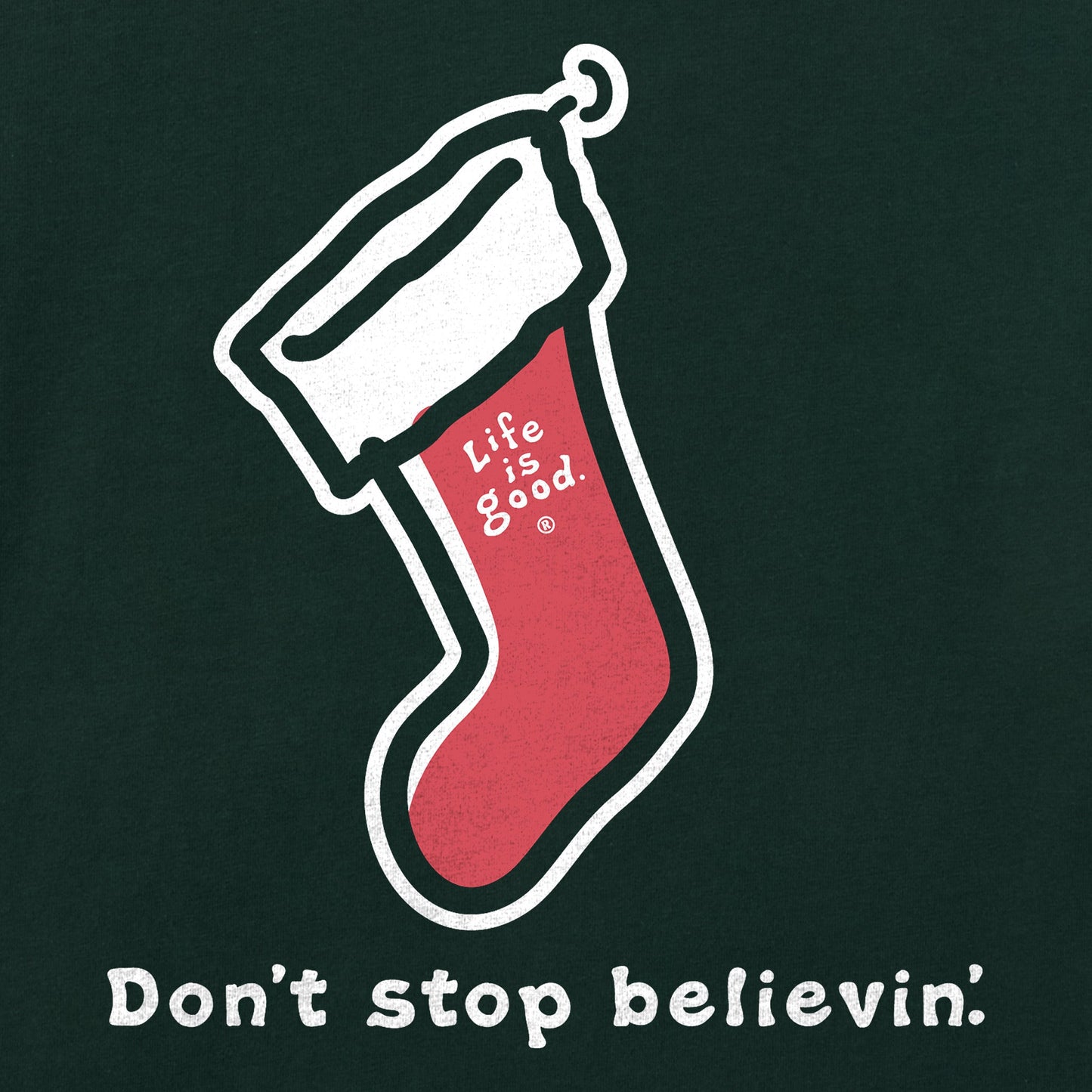 Women's Don't Stop Believin' Stocking Long Sleeve Crusher Tee