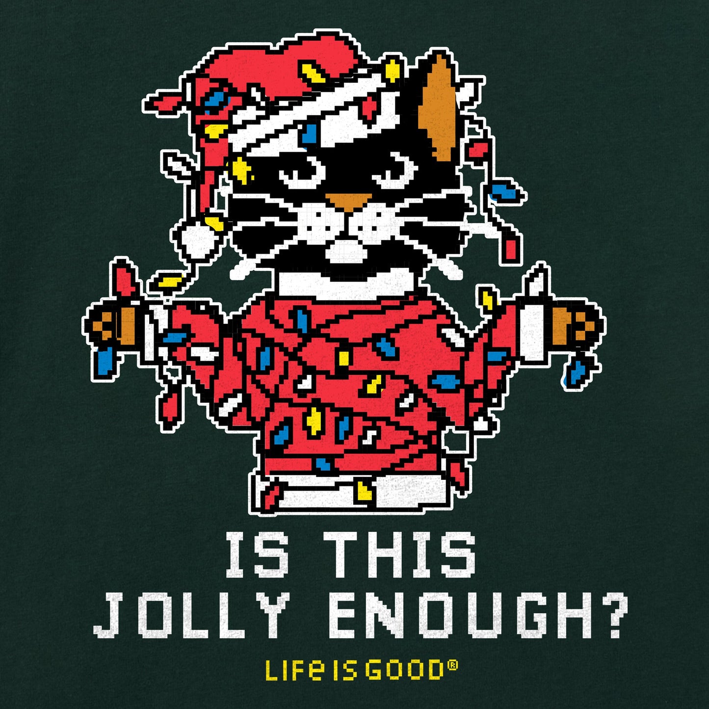 Women's Ugly Sweater Santa Cat Long Sleeve Crusher Tee