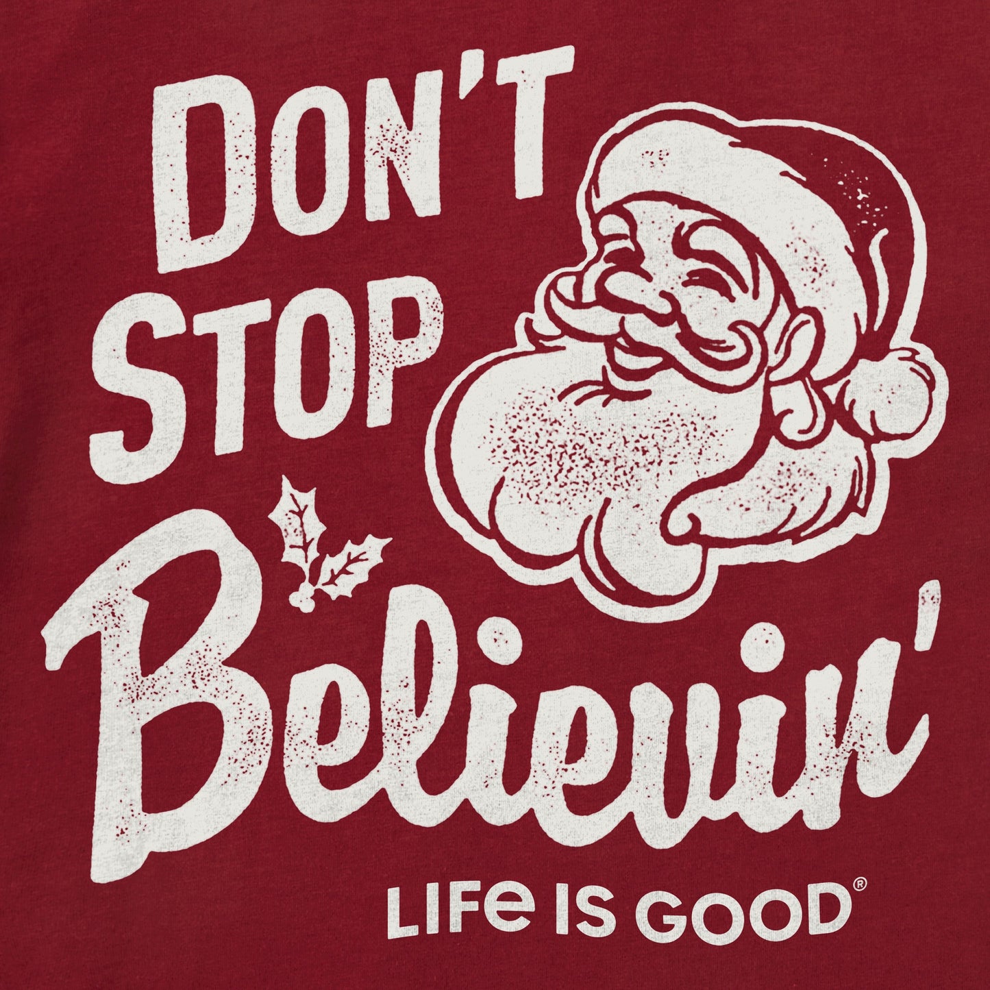Women's Santa Don't Stop Believin Long Sleeve Crusher Tee