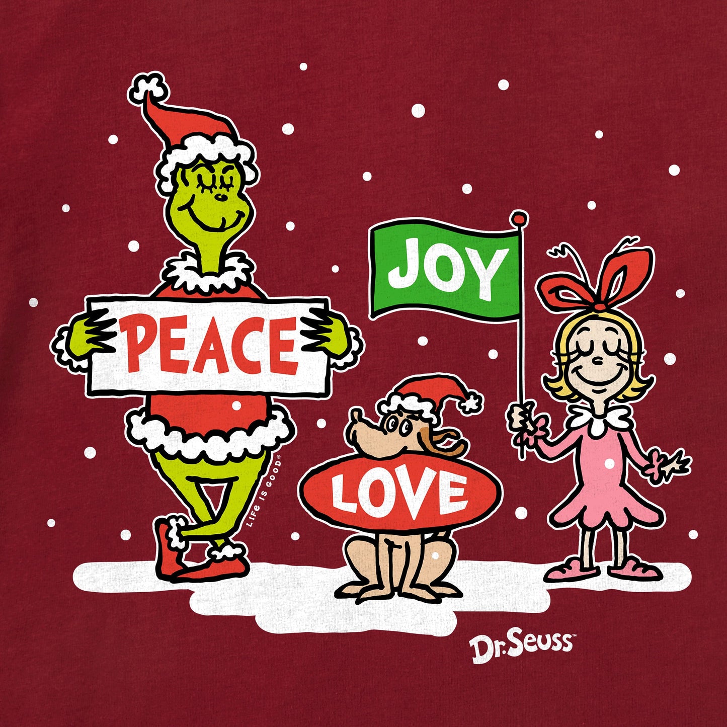 Women's Grinch Peace Love Joy Long Sleeve Crusher Tee