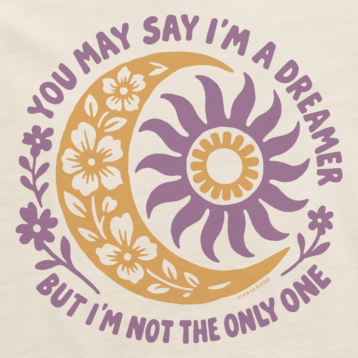 Women's You May Say I'm a Dreamer Sun Moon Short Sleeve Crusher Boxy Tee