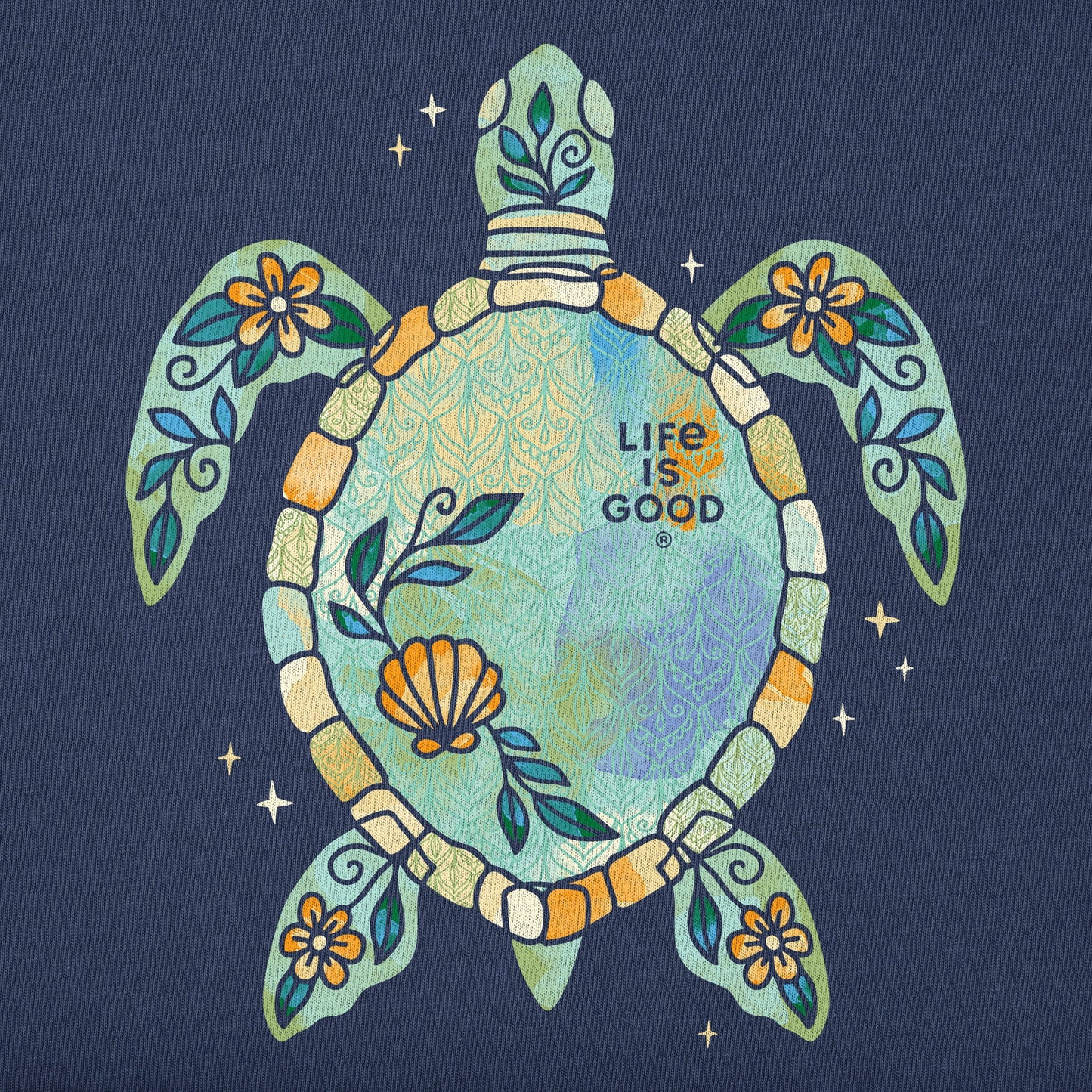 Women's Watercolor Floral Sea Turtle Short Sleeve Tee