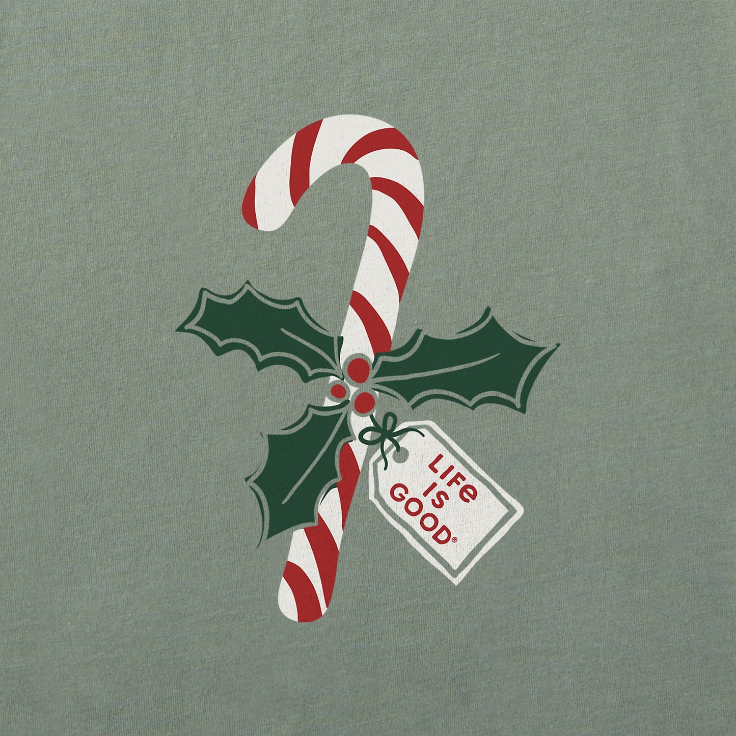 Women's Candy Cane Holly Short Sleeve Crusher Vee