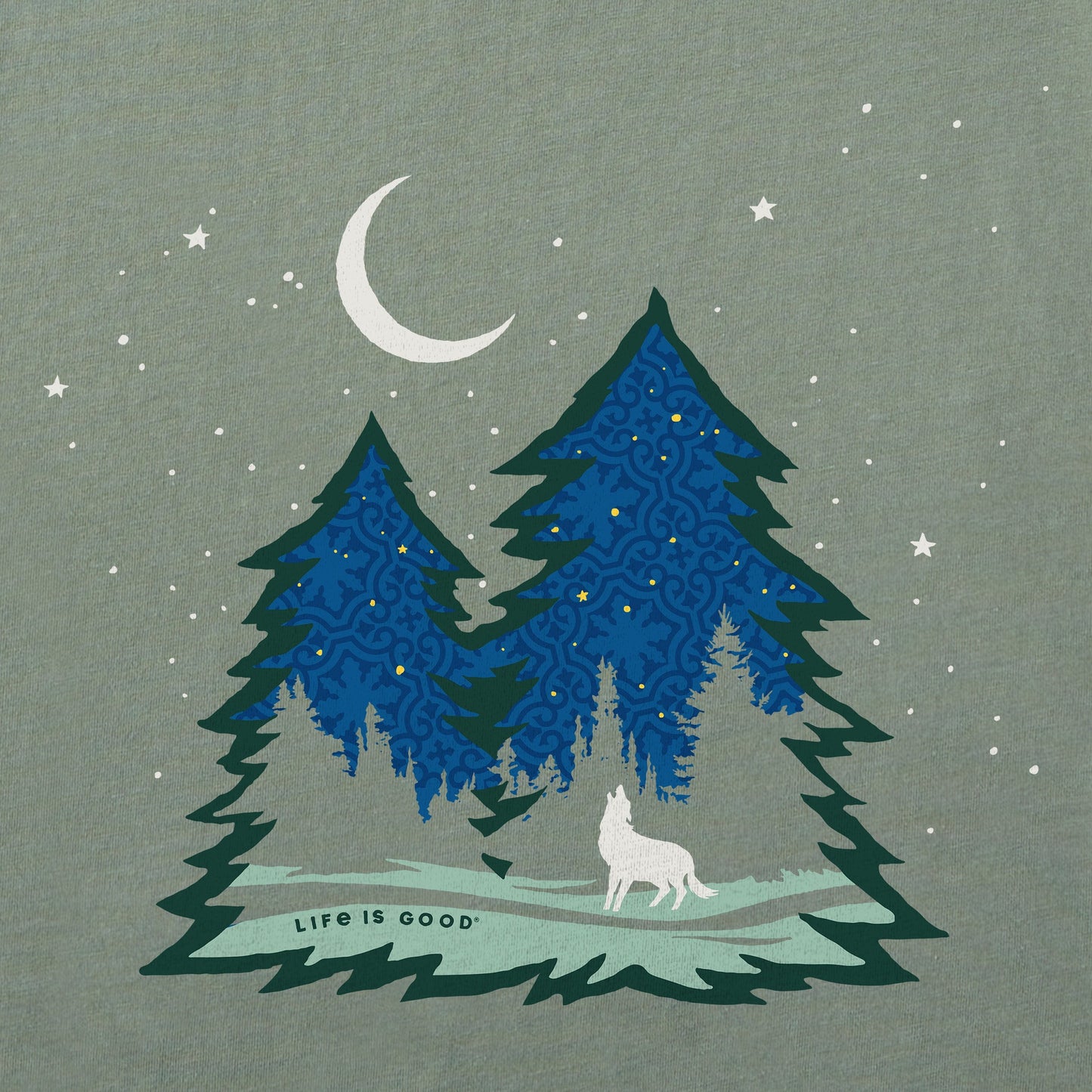 Men's Macro Evergreen Wolf Long Sleeve Crusher Tee