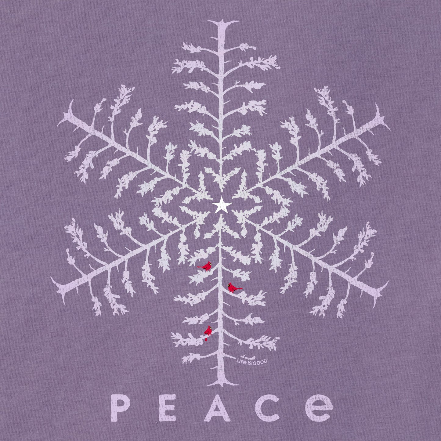 Women's Snowflake Peace Trees Long Sleeve Crusher Tee