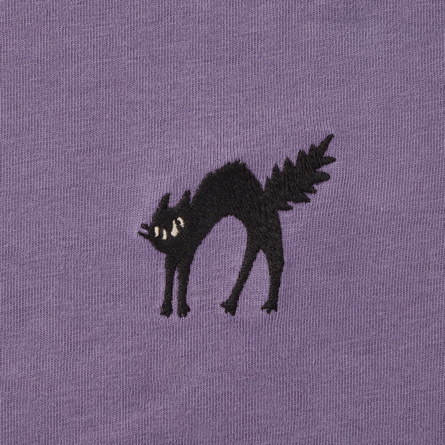 Women's Embroidered Scaredy Black Cat Short Sleeve Crusher Tee