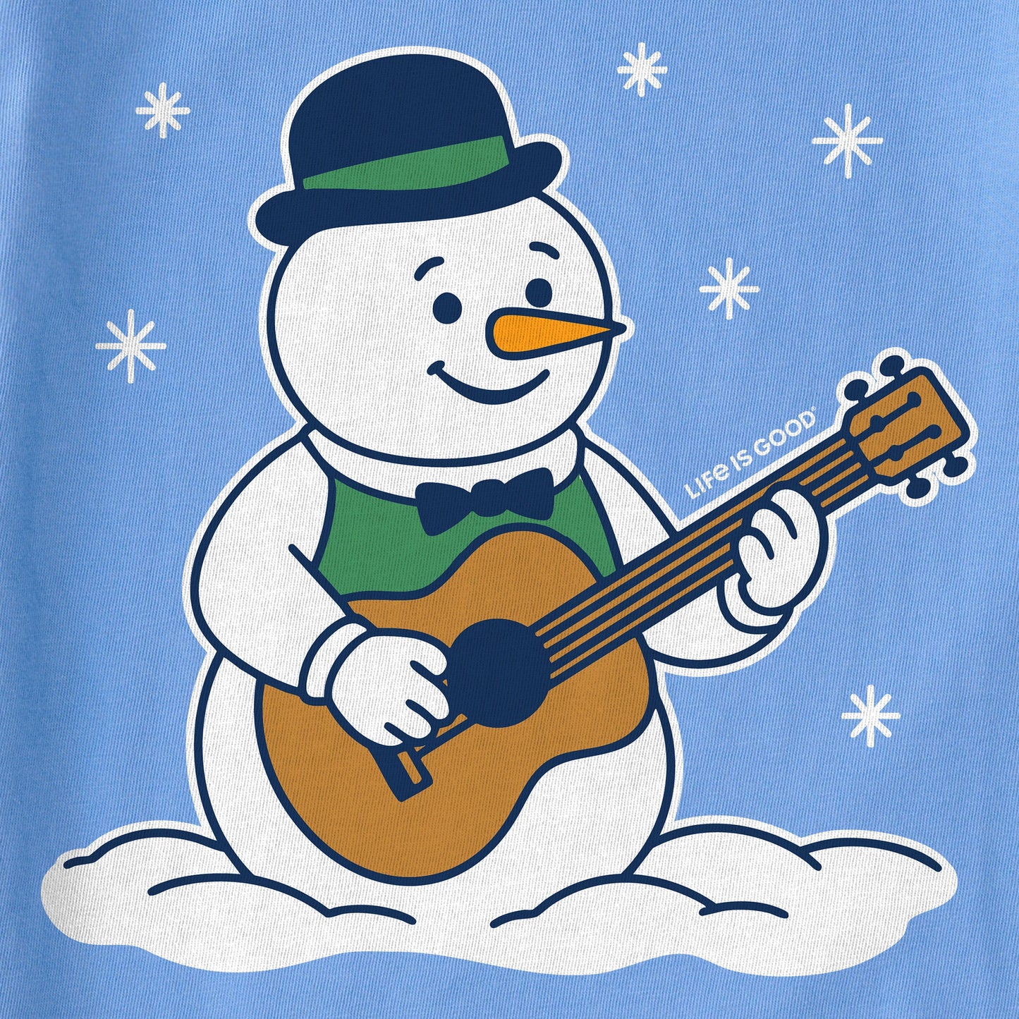 Kids Snowman Guitar Long Sleeve Crusher Tee