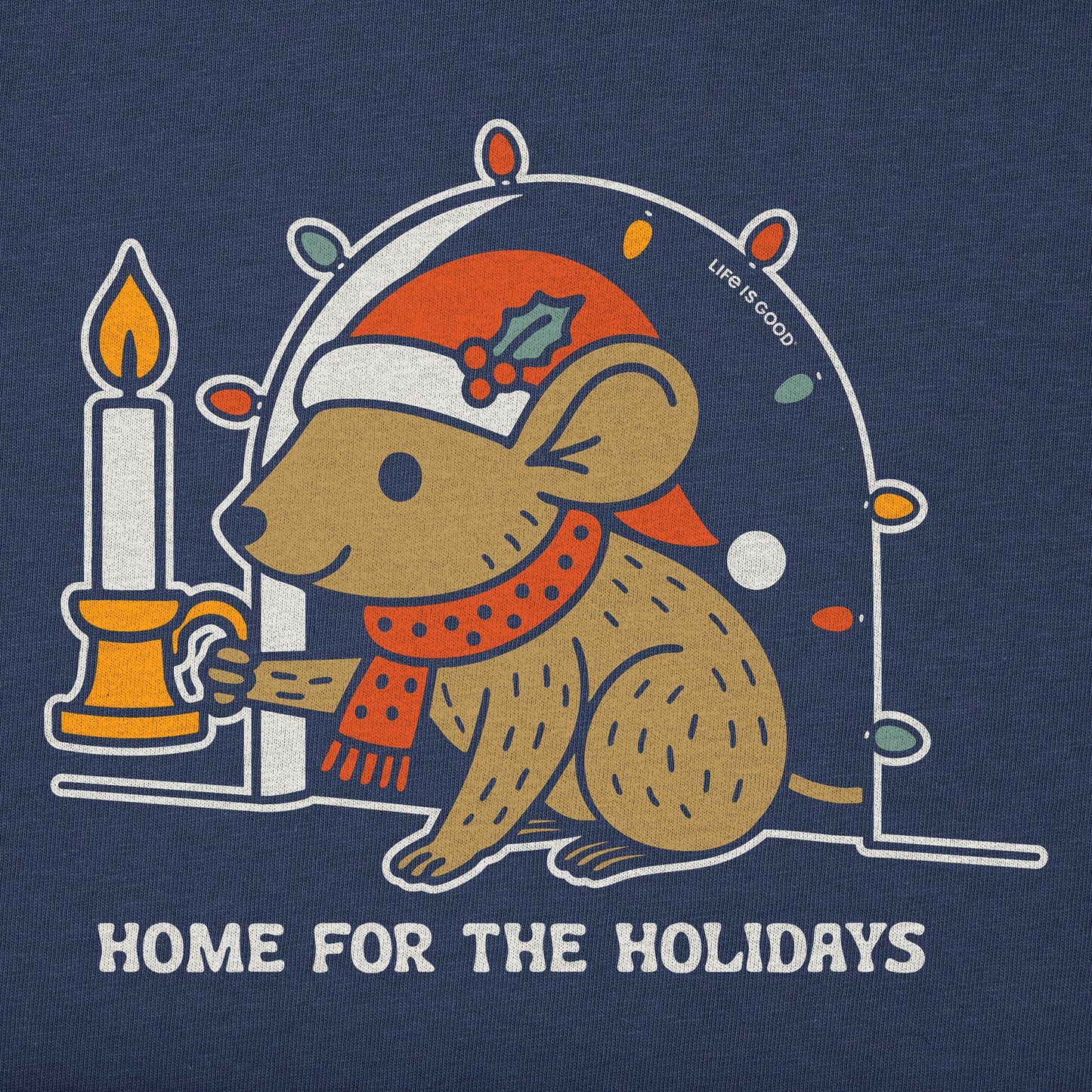 Men's Home for the Holidays Mouse Long Sleeve Crusher Tee