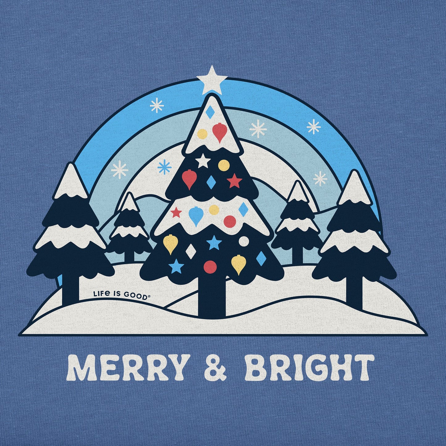 Men's Merry & Bright Snow Tree Long Sleeve Crusher Tee